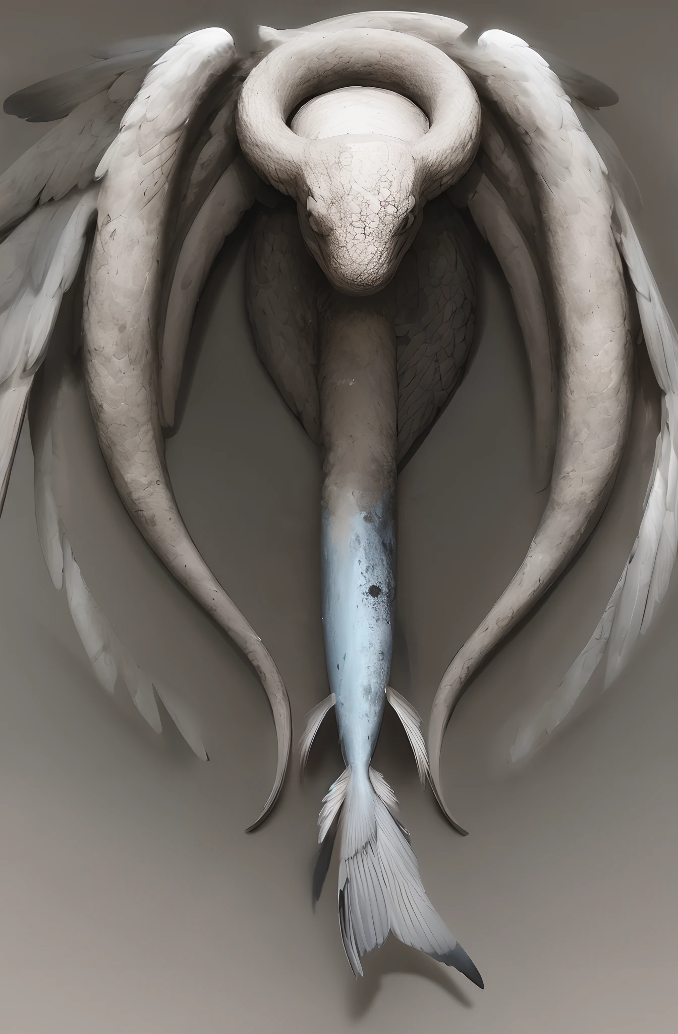 The wings of the angel are white,