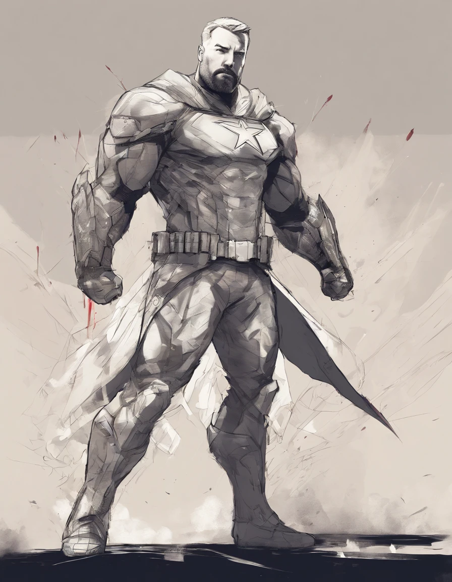 Ben Affleck in a pose that exudes strength and resilience. Capture the determination and confidence in his stance and expression.