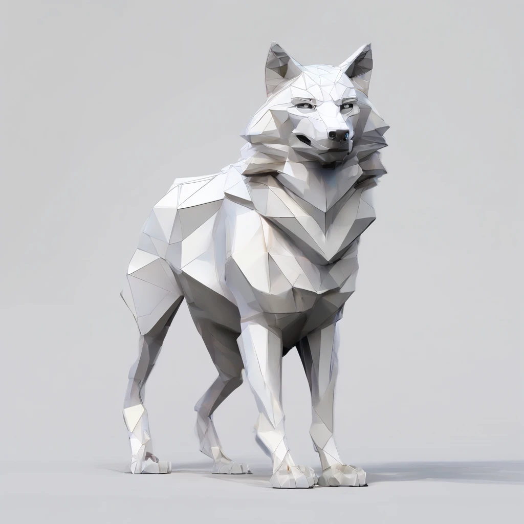 Perfect alignment to the center, white wolf Wearing sunglasses, cheerfulness, Standing position, Abstract beauty, Centered, Looking at the camera, Facing the camera, nearing perfection, Dynamic, Highly detailed, smooth, Sharp focus, 8K, high definition resolution, illustration, Art by Carne Griffiths and Wadim Kashin, White background