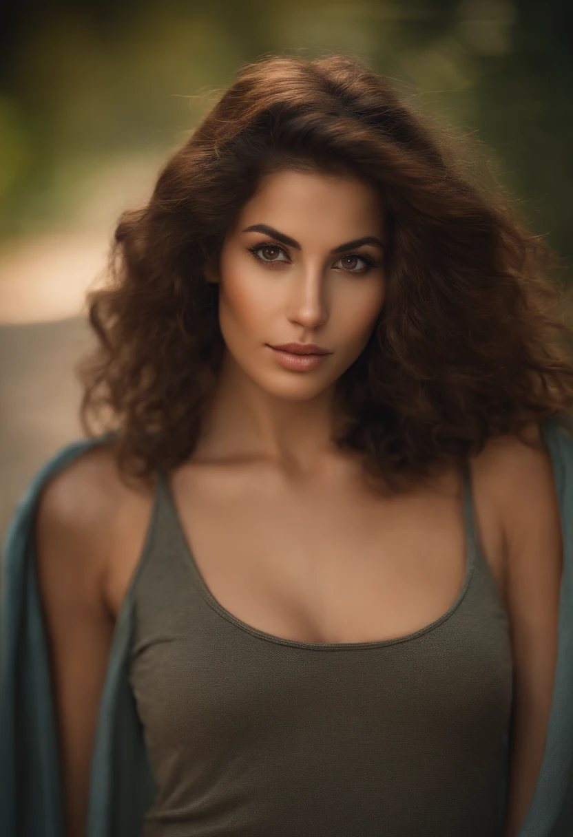 arafed woman with no tank top and panties, sexy girl with brown eyes, brown hair and large eyes, back hair unwaxed