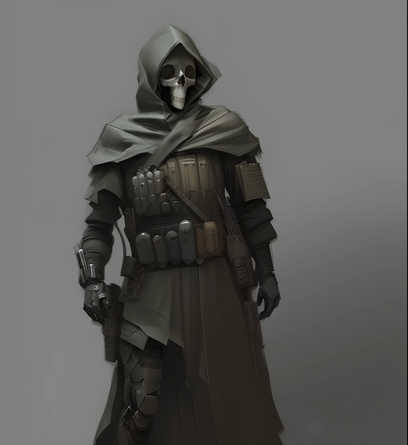 Concept art for the game, Character from different angles, pencil sketch, artbook, Nature of the game, Solders, Military uniforms, bodyarmor, soldier, ciberpunk, hood, Skull Mask
