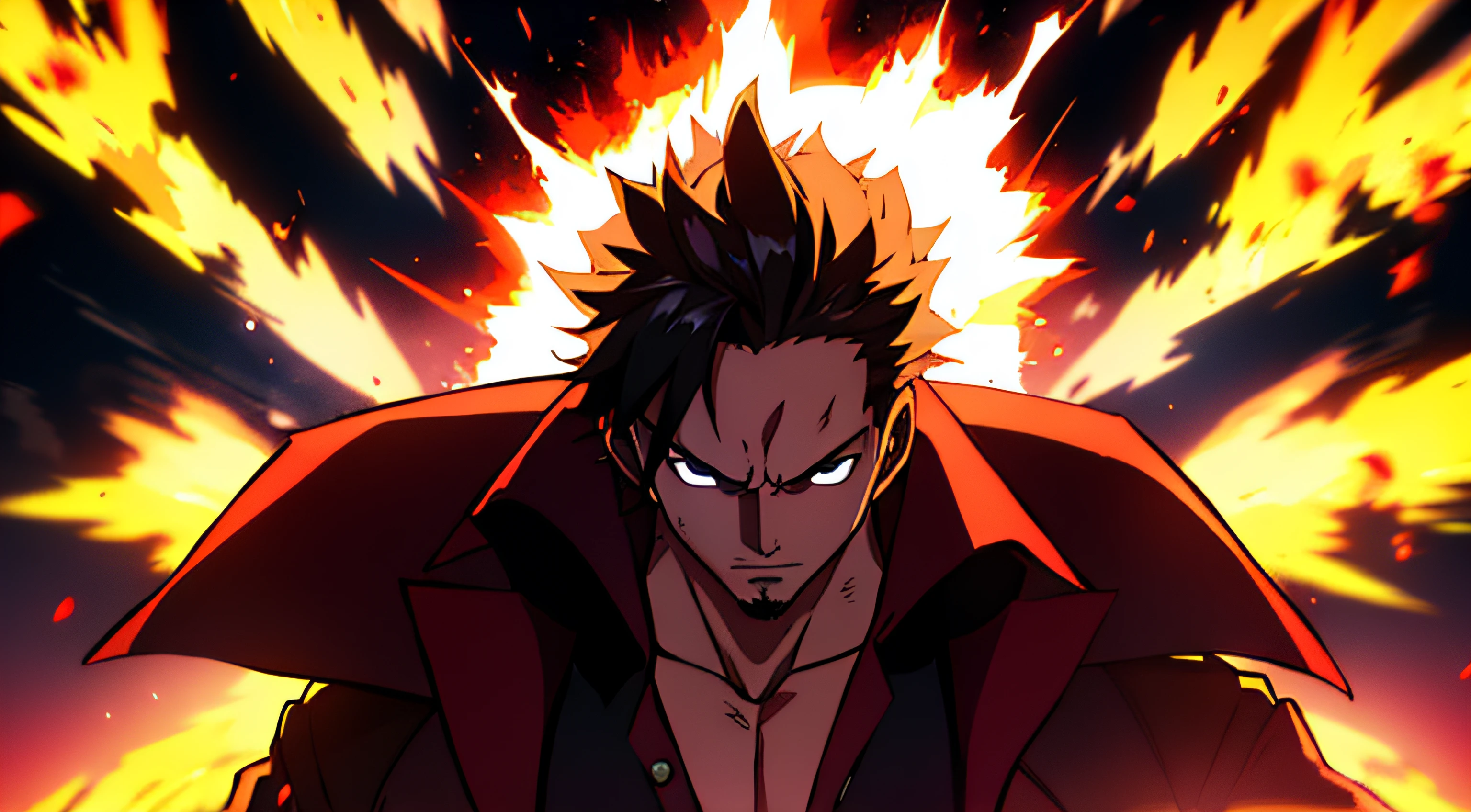 Masterpiece, High Definition, 4K Art, pirate king with an explosion background that can illustrate his power