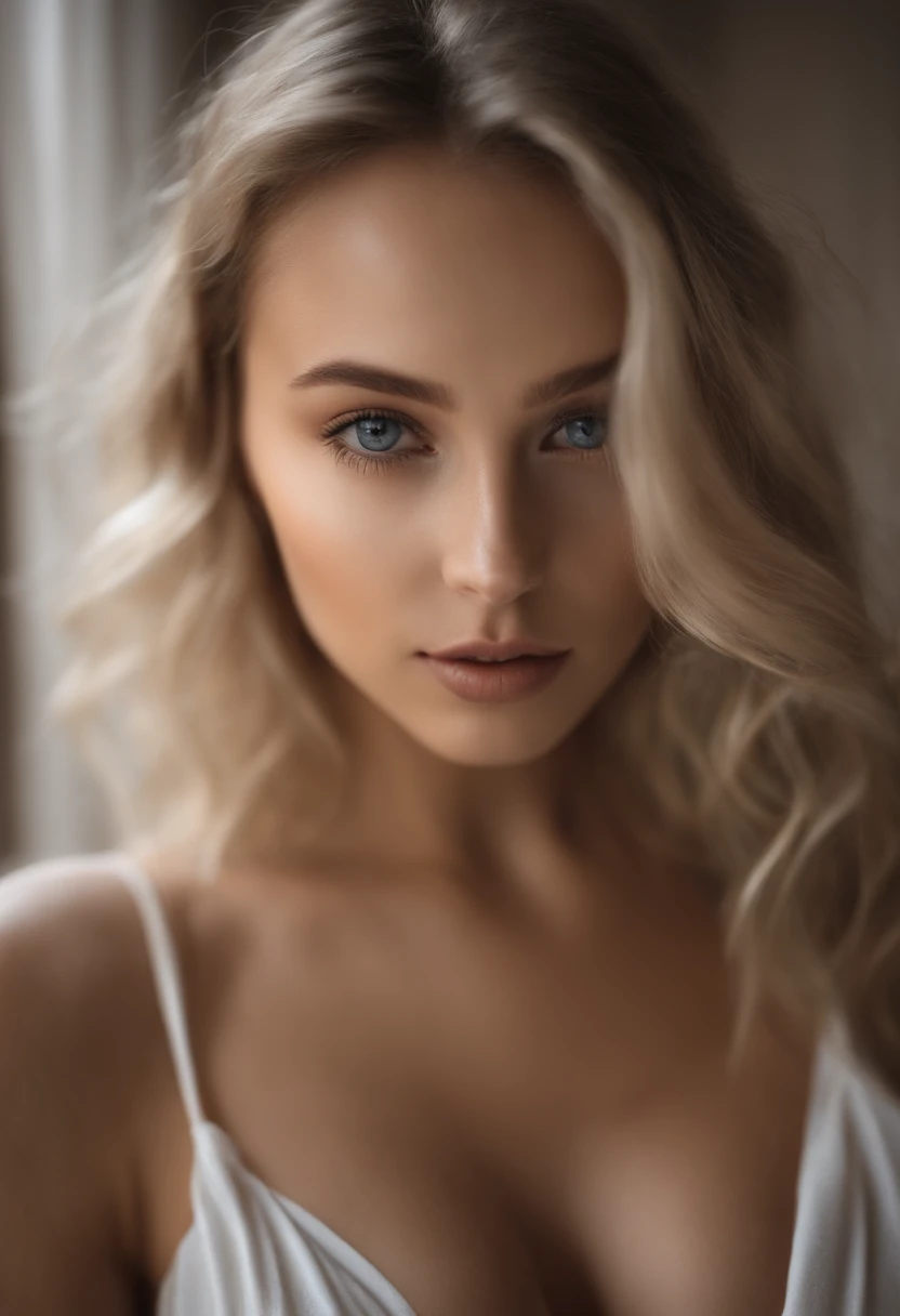 ????? woman, medium seize ??????,  fille ???? aux yeux bleus, Portrait Sophie Mudd, Portrait de Corinna Kopf, cheveux blonds et grands yeux, selfie of a young woman, ohne Maquillage, maquillage naturel, Look directly into the camera, Visage avec Artgram, dezentes Maquillage, Superbe photo du corps entier, dans la chambre, gros seins, Blonde, Latin