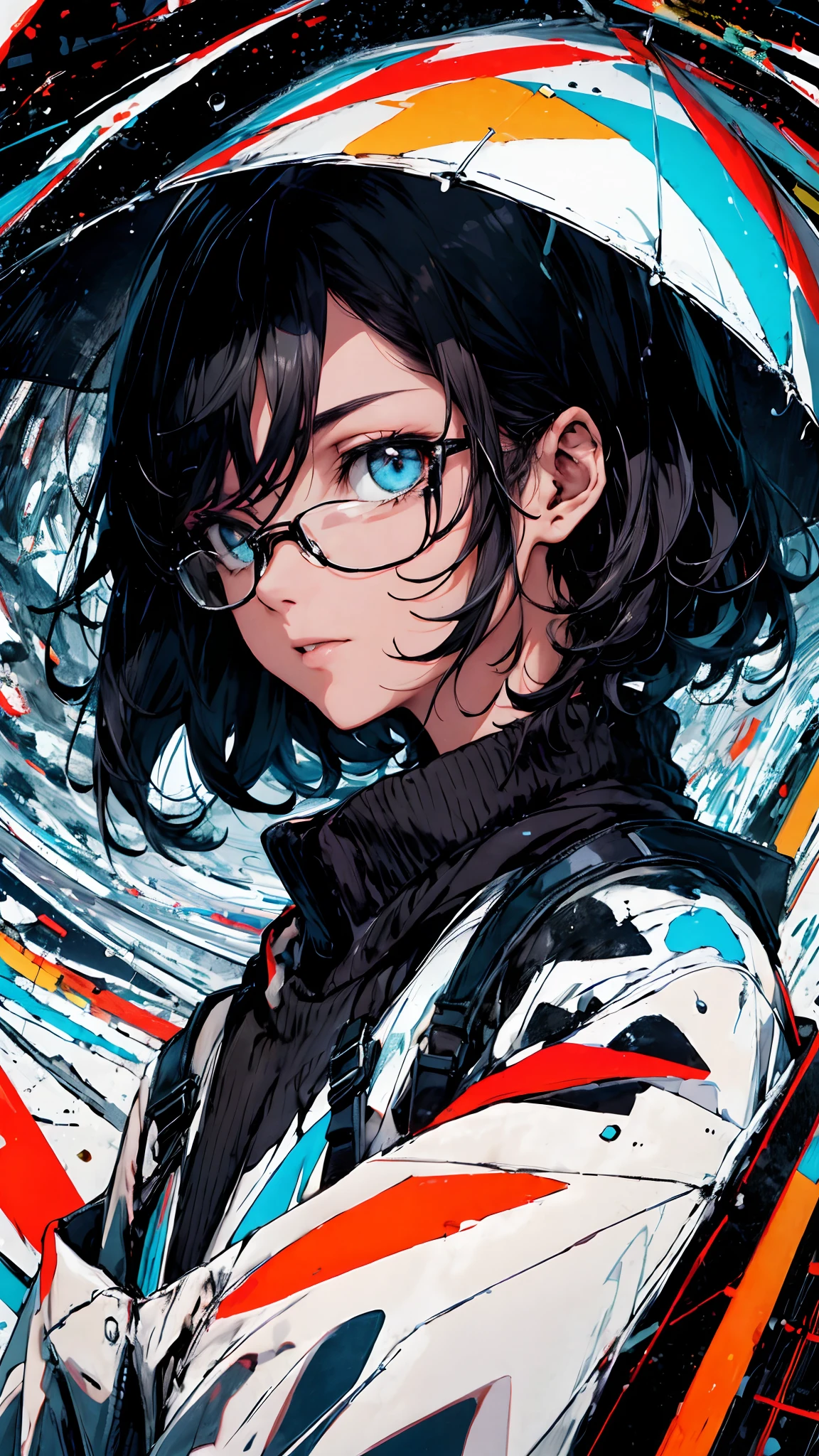 (La mejor calidad,8k,Ultra detallado),(realista:1.37),(Retratos,Artistas conceptuales),colores intensos,foco nítido,(lluvia:0.9),(ojos enojados:1.1),long, damp black hair,Glass barrel bottom,Contacto visual con el espectador,Fondo de tormenta intensa,Lluvia interminable)