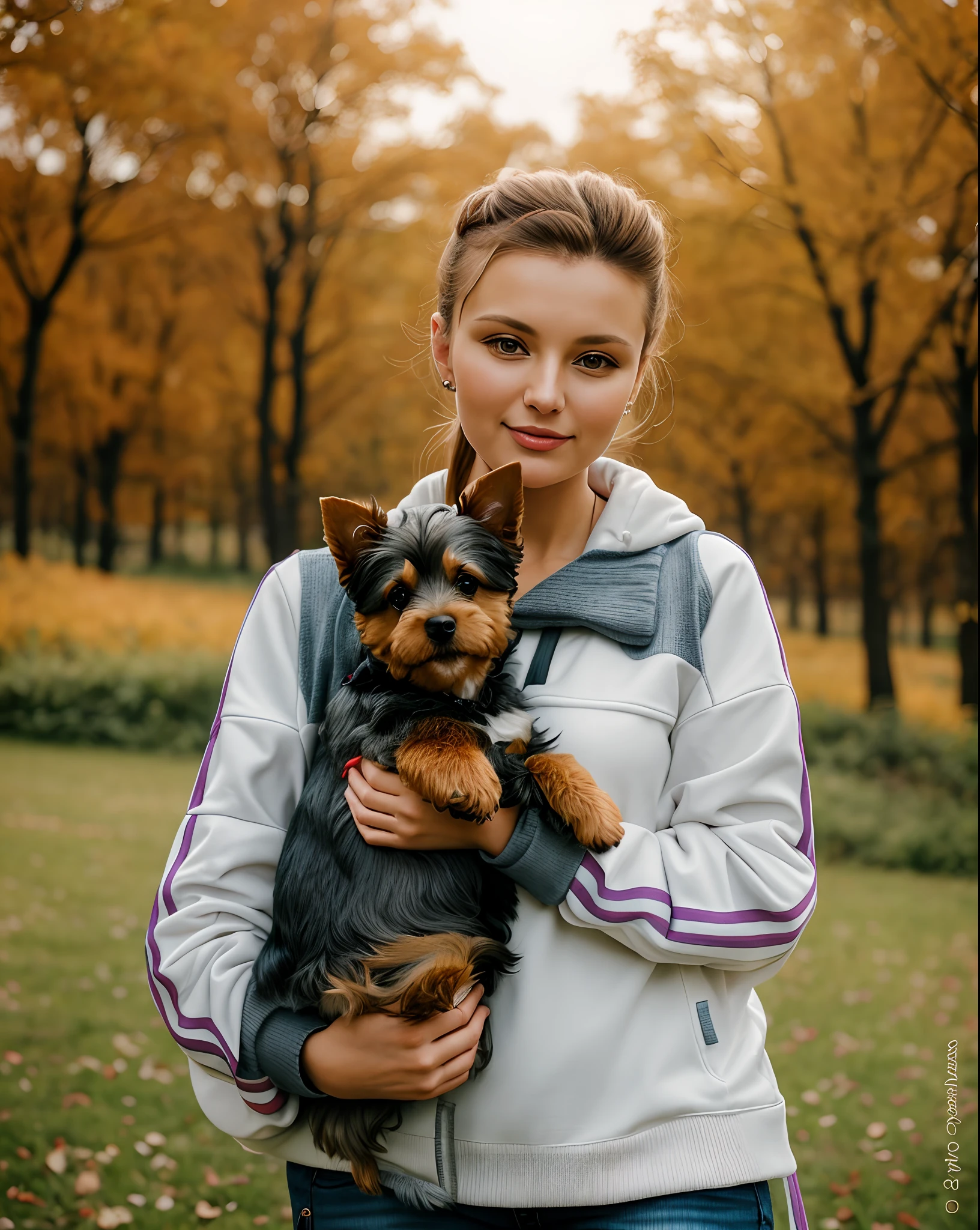 There is a woman, Holding a dog in her arms, Holding your Yorkshire Terrier in your arms, aleksandra waliszewska, anna podedworna, artem, sigma 85/1.2 portrait, anna nikonova, alina ivanchenko, magdalena radziej, by Jan Konůpek, anastasia ovchinnikova, photo portrait, Woman in sweater and jeans