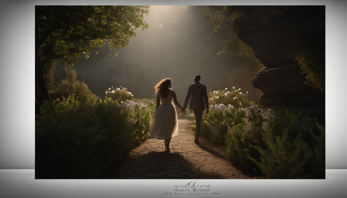 A man and a woman walking in the garden, naked, the creation (extremely detailed CG unity 8k wallpaper, masterpiece, best quality, ultra-detailed, beautiful detailed eyes:1.2),best illumination, (best shadow, an extremely delicate and beautiful, bloom), masterpiece, best quality:1.1, realistic:1.3, cinematic lighting:1.2, in the dark cavern:1.5, ultra photoreal, photorealistic:1.0, sharp focus:1.1, depth of field:1.1, 50mm