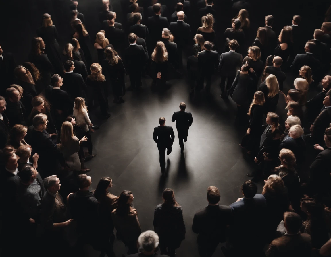 Portrait of A CROWD OF PEOPLE AT A FUNERAL, ROSTOS TRISTES DIA NUBLADO