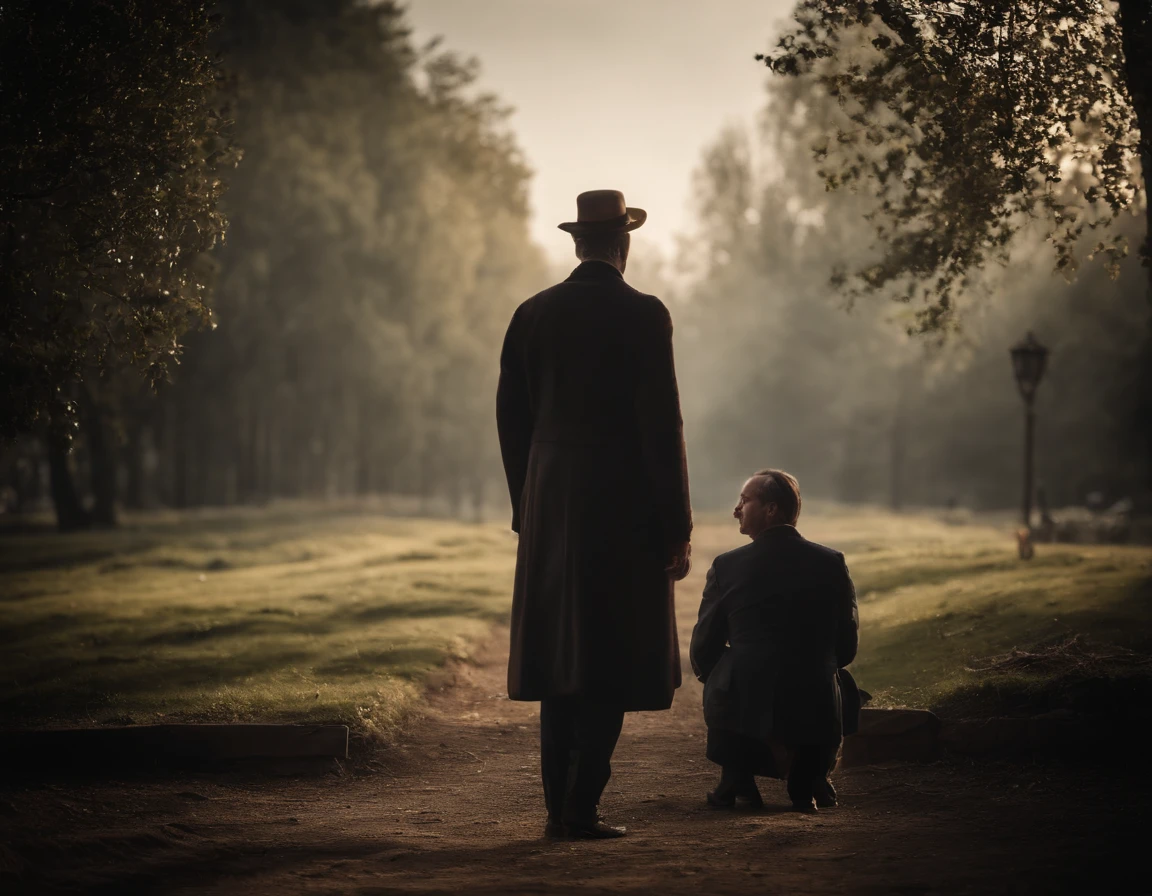 One person is being manipulated by another. The person being manipulated is blind and cannot see the truth.