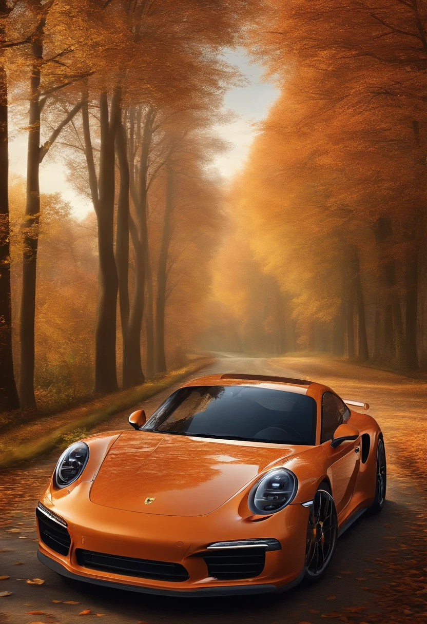 Porsche , cartoon , High definition , light and autumn