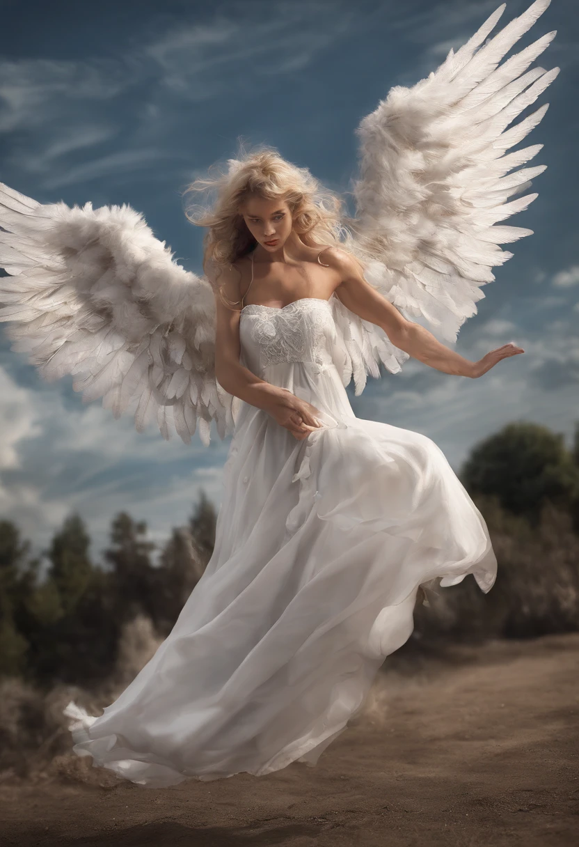 (((Angel flying towards the sky))), (((Holding a beautiful girl in your arms))), different angles,(Corpo inteiroesbiano:1.4),solid color backdrop,clean backdrop,profundidade de campos,Feixe alto,Luz Real,Traching de raias,renderizador OC,Renderizador UE5,hyper-realistic,melhor qualidade,8k,Obras de mestres,super-fino,pelos pubianos detalhados,Anatomia correta