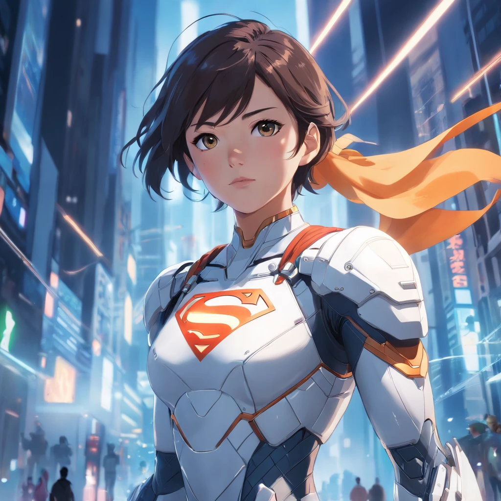Realistic depiction of an advanced cybersuit in white, Superman из DC Comics