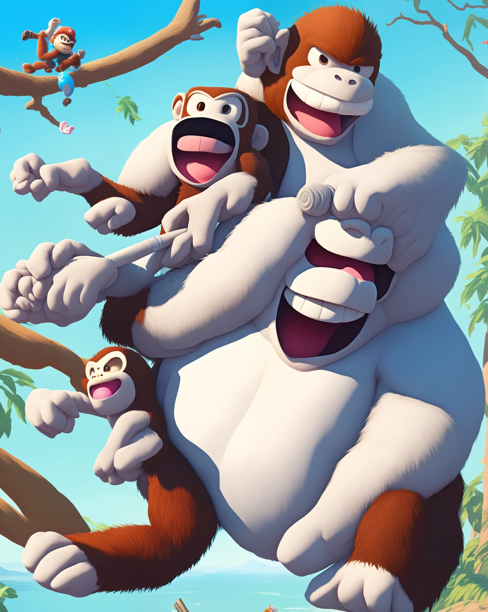 Donkey Kong and snorlax chilling smoking a joint