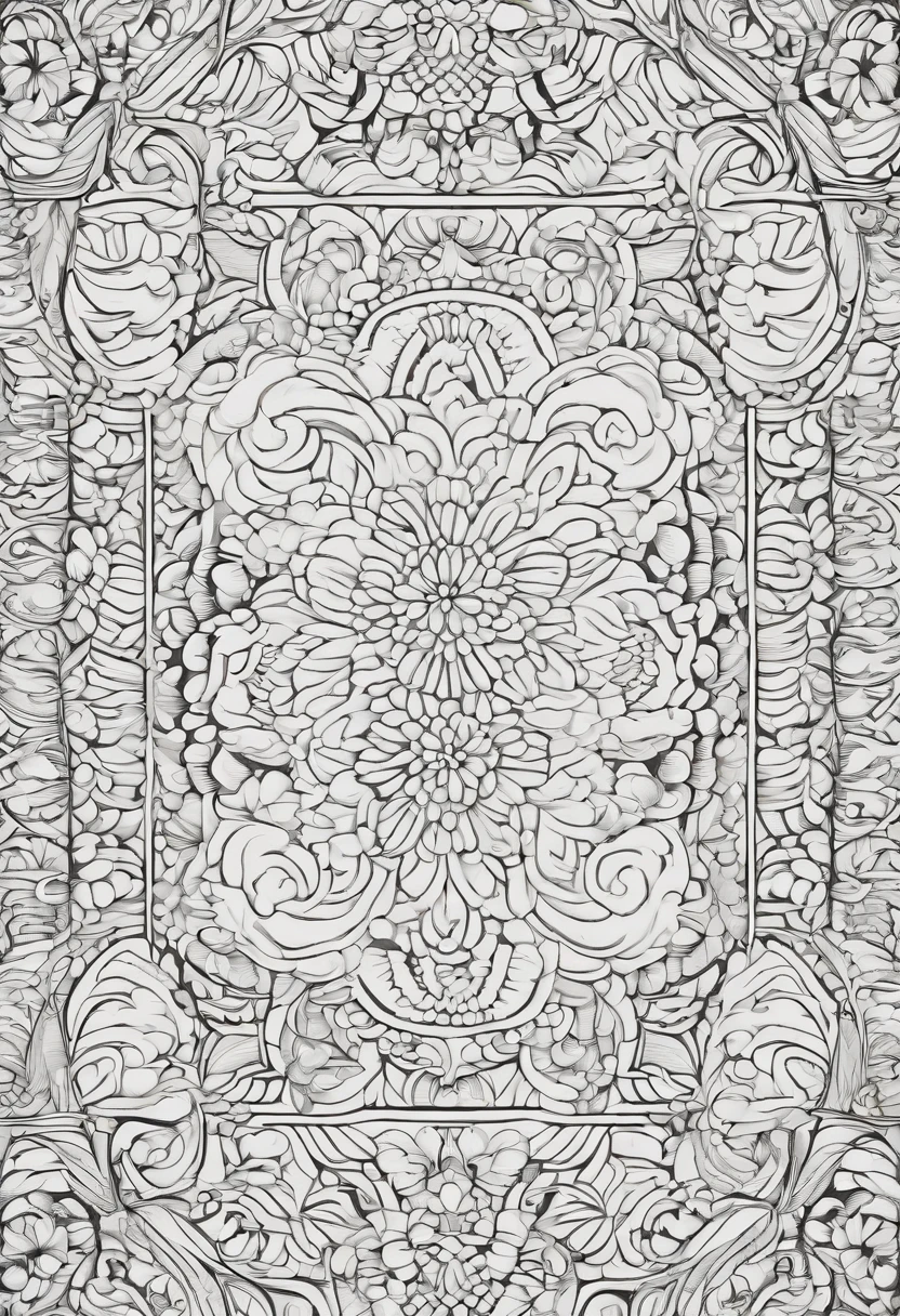 pattern background, coloring book page, clean line art