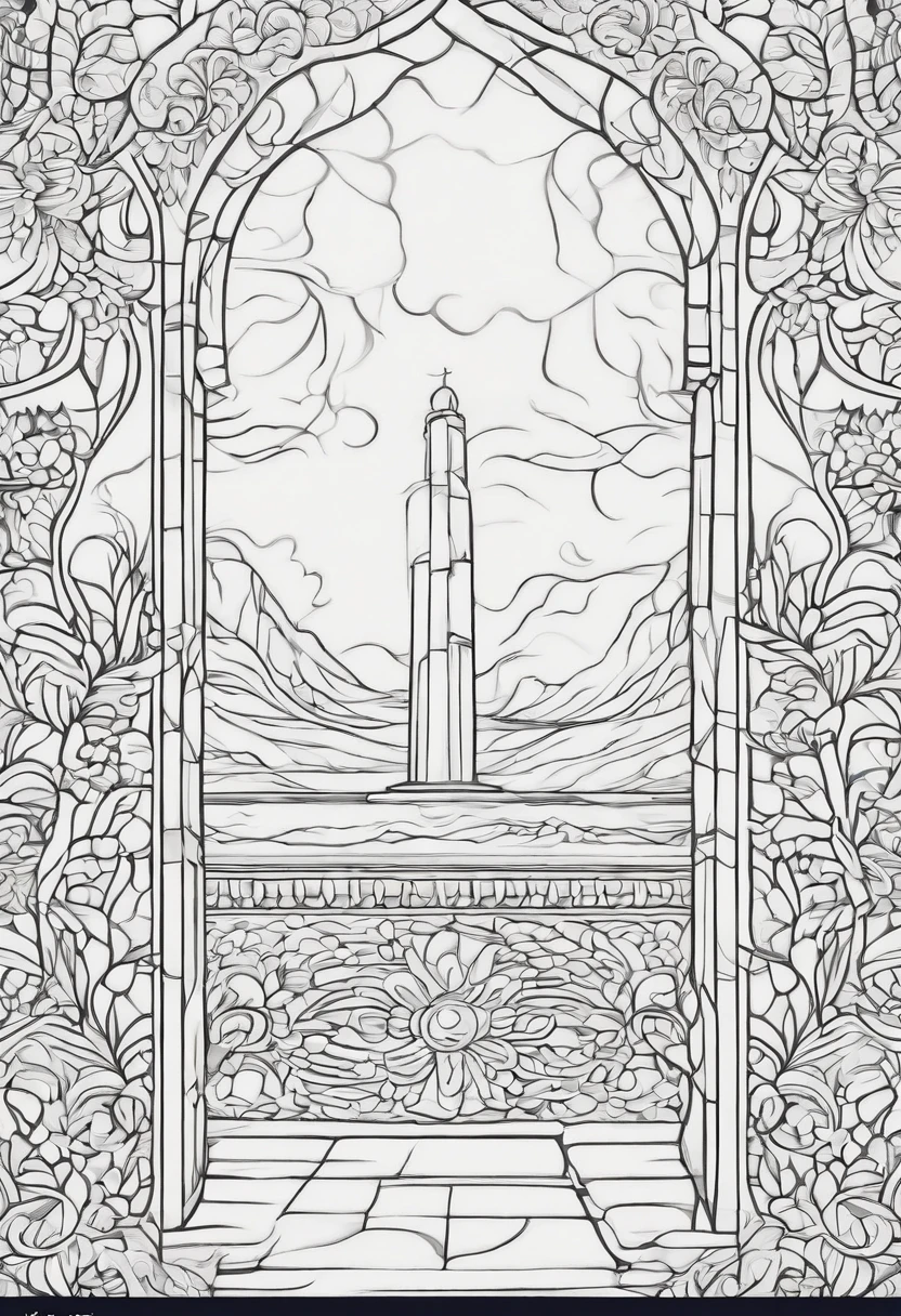 pattern background, coloring book page, clean line art