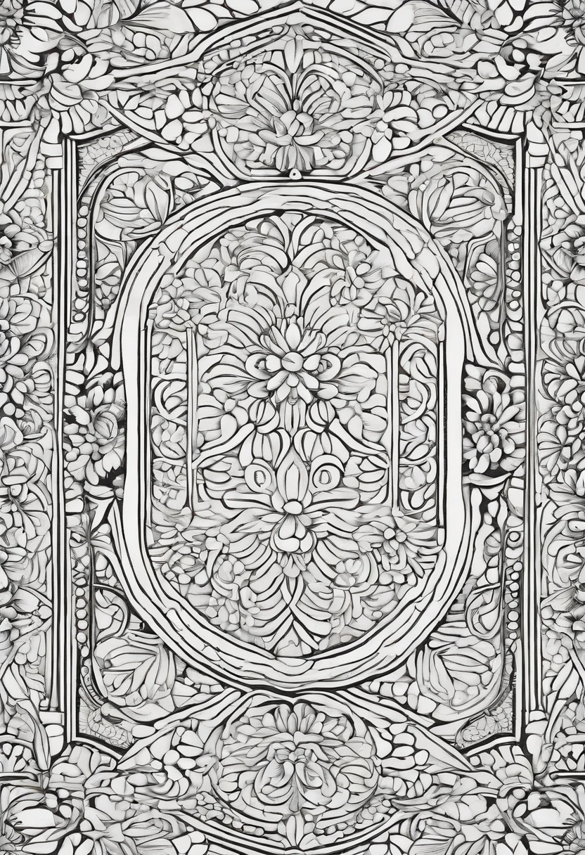 pattern background, coloring book page, clean line art