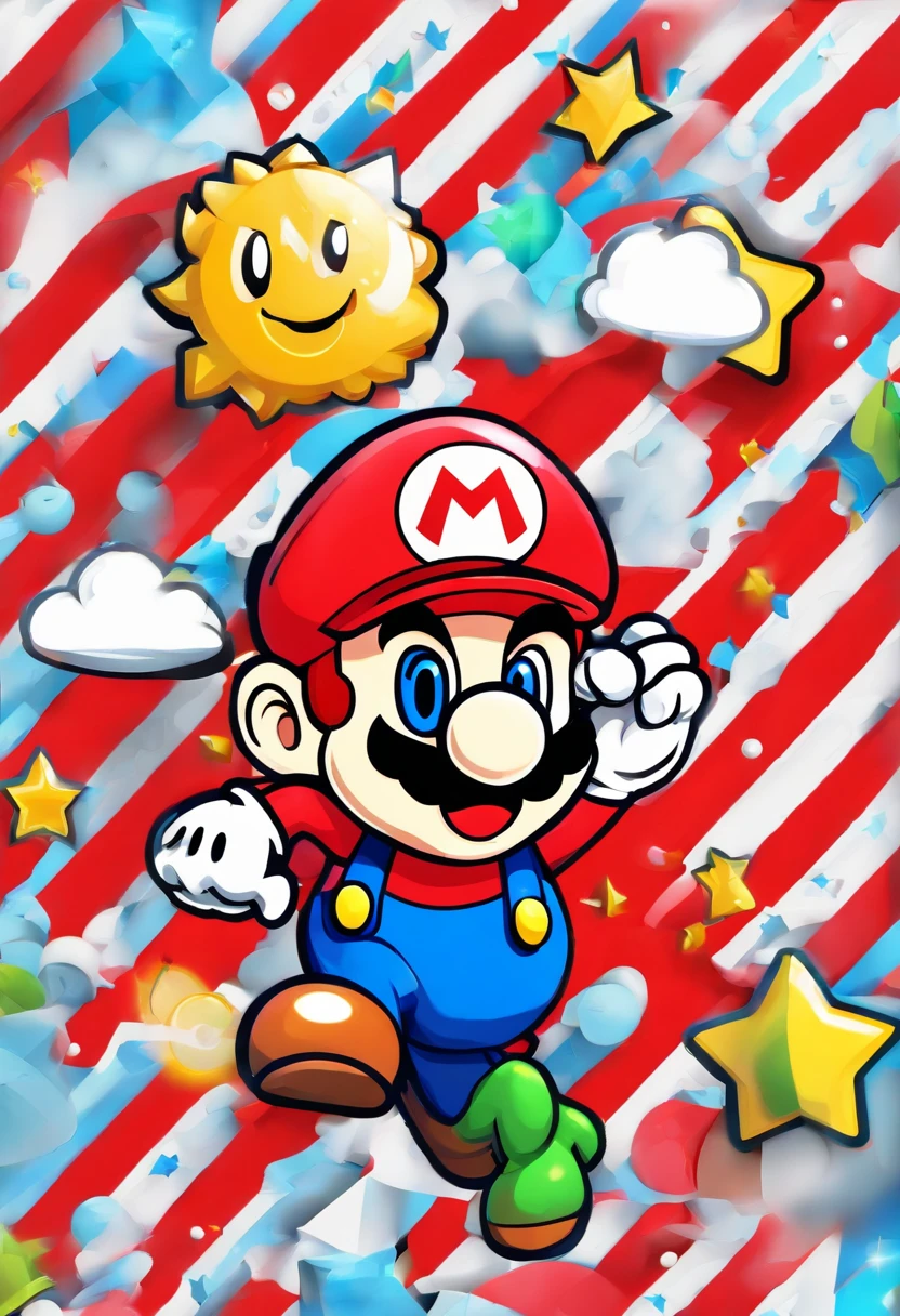 cute monster, design de personagens, Nintendo Super Mario, (olhos azuis, red hat, terno vermelho, blue suspenders, luvas brancas, )super bonito estilo caixa cega, Chibi, corpo inteiro, exaggerated expressions and actions, fundo limpo, Destaques iridescentes brilhantes, studio lighting, Atmospheric Illumination, com textura requintada, High detail, high resolution, c4d, ..3d, Liquidificador, 8k, best quality, Ultra High Definition