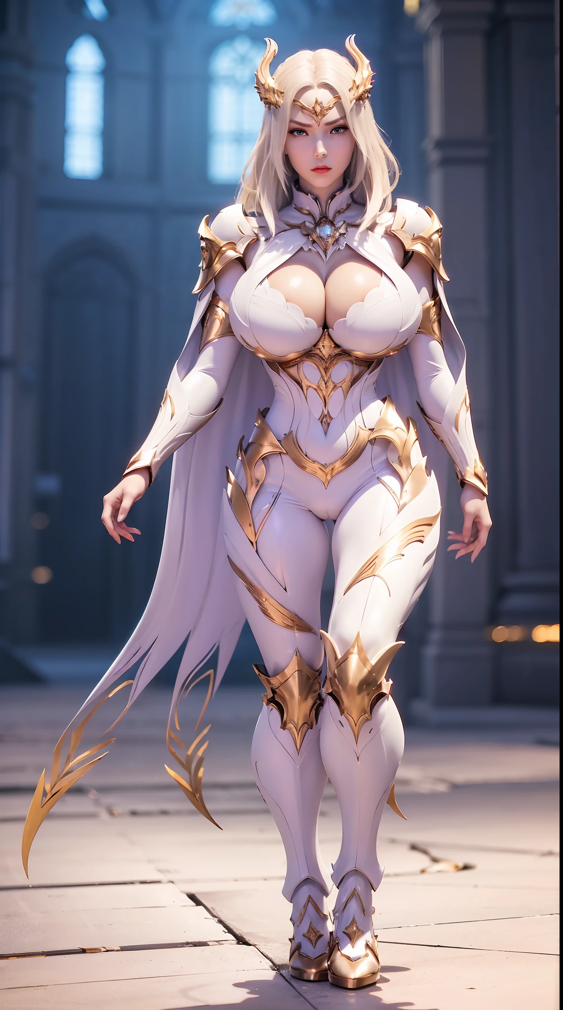 (1GIRL, SOLO:1.7), (DRAGON QUEEN HELM), (HUGE FAKE BOOBS:1.2), (WHITE, GOLD, PURPLE), (EMPTY CITY BACKGROUND), (FUTURISTIC PHOENIX MECHA BODYSUIT, CLEAVAGE, ROYAL CAPE:1.3), (SKINTIGHT YOGA PANTS, HIGH HEELS:1.2), (BUSTY BODY, MUSCLE ABS, FULL BODY VIEW:1.4), (LOOKING AT VIEWER), (WALKING DOWN:1.3), ULTRA HIGHT DETAIL, 8K, 1080P.