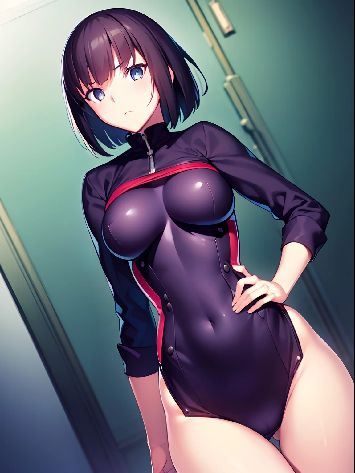 masutepiece, Best Quality, 1girl in, Skin Closure Suit, Perfect eyes, Perfect face, kuvshinov, Cowboy Shot,