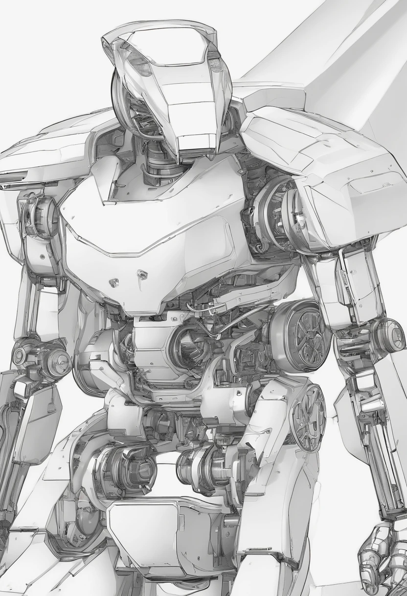 A picture of a robot drawn with many lines, Humanoid Type, Vitruvius' Mecha, Mecha style Greek god, The armor merges with the body, A mix of anime robots and organic matter, full body Mech Suit, Mechanical Body, Mech Suit, A figure of heroic proportions, Sci-Fi Armor! Muscular, Body of the robot