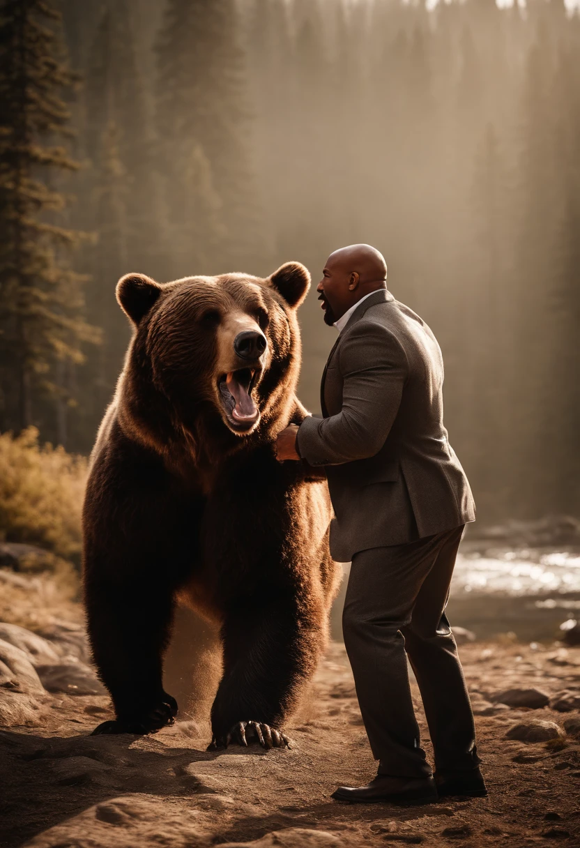 Steve harvey fighting a bear