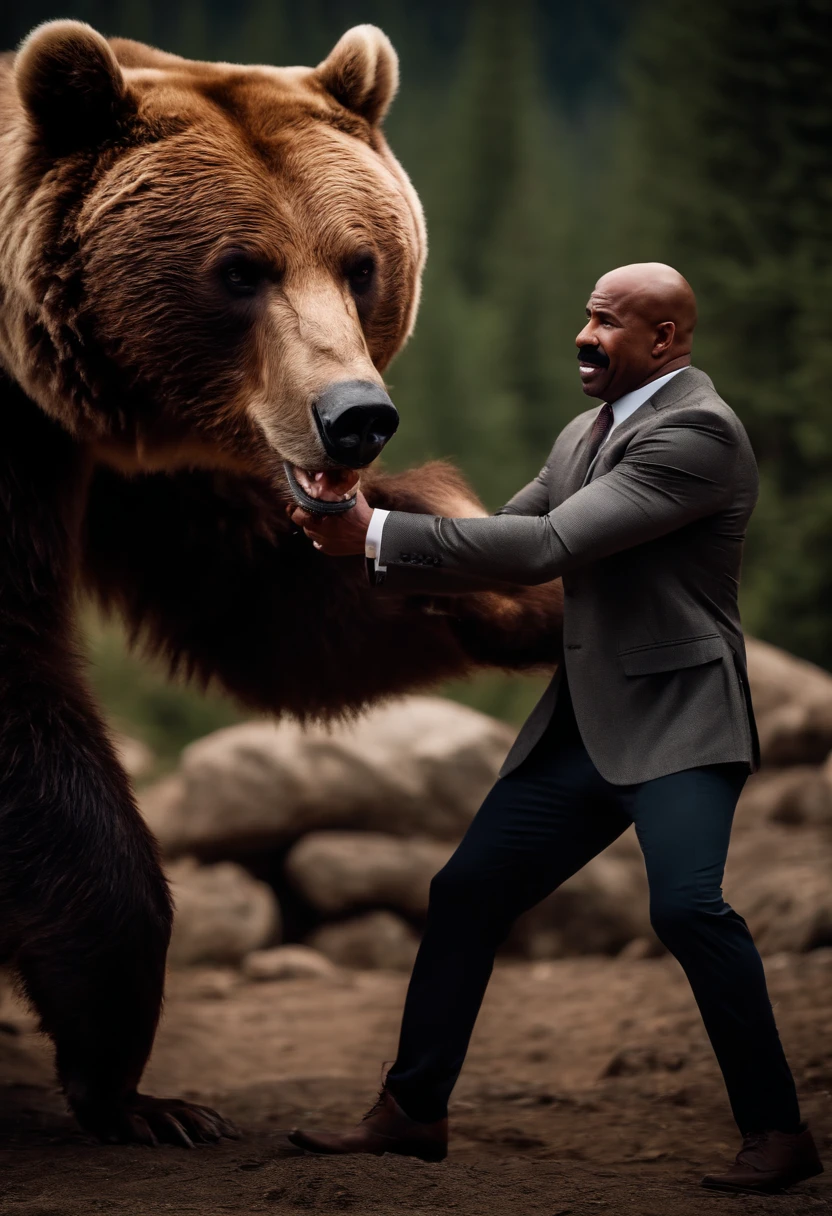 Steve harvey fighting a bear