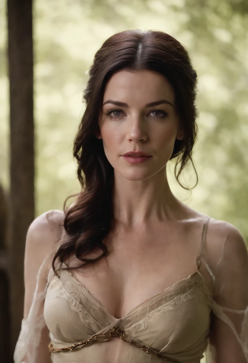 more bondage, tattered clothes, untied black hair, kahlan amnell, bridget regan, realistic, exposed breasts, nude, for above