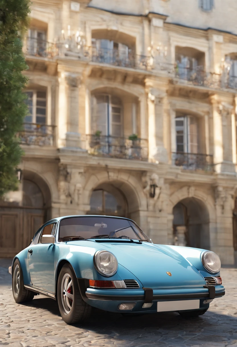 Porsche in a square of France