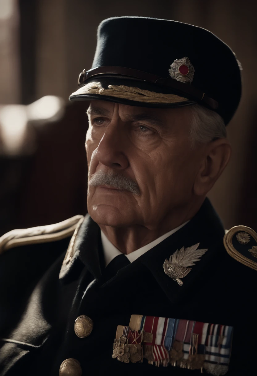 photograph close up portrait 62-year-old tough decorated general, CLEAN SHAVEN, serious, stoic cinematic 4k epic detailed 4k epic detailed photograph shot on kodak detailed bokeh cinematic hbo dark moody --ar 17:22 --beta --upbeta