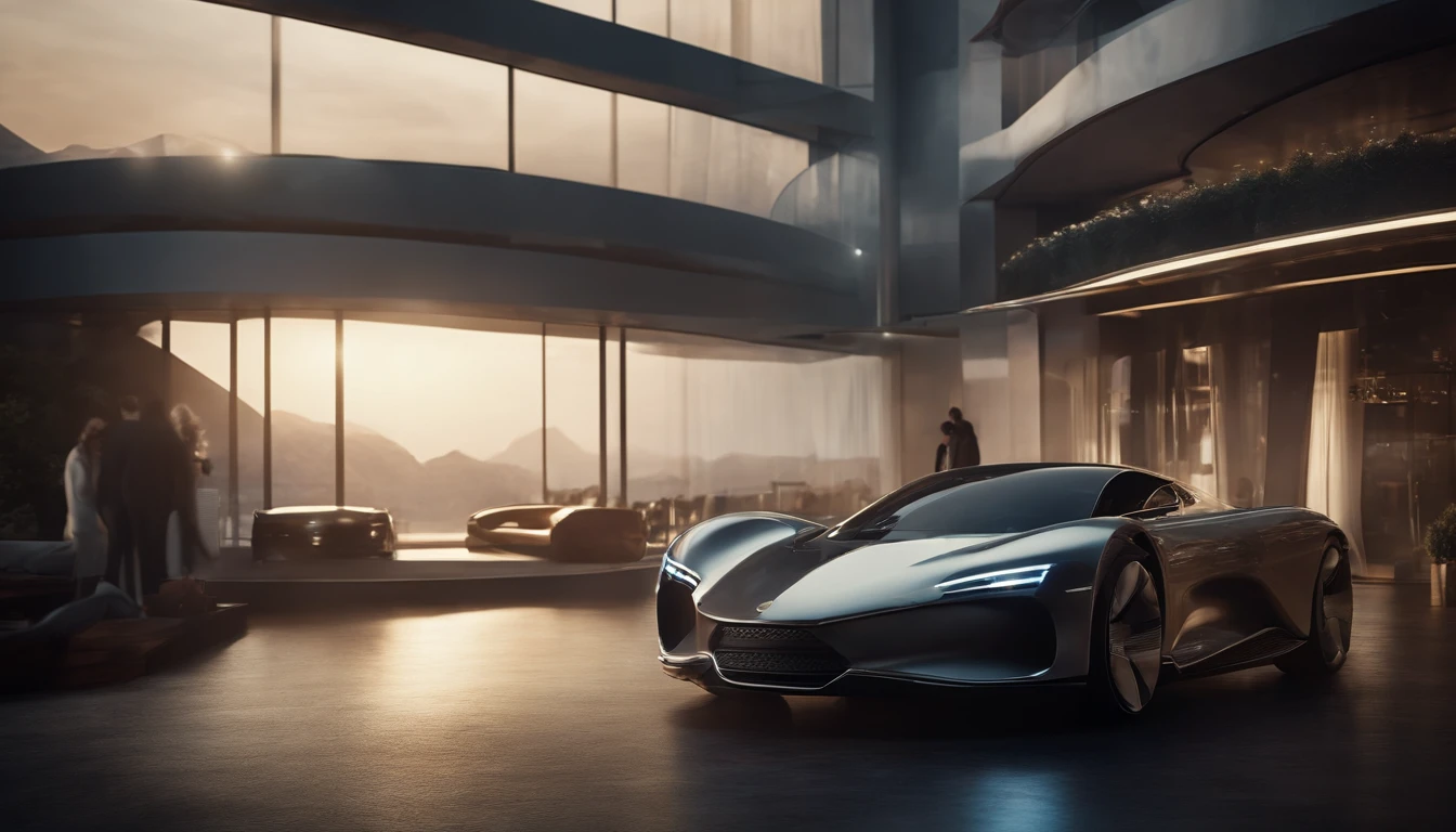 The residence of the future、Vehicles of the future、floating、indirect lighting、Operation panel、Large Vision、interiors