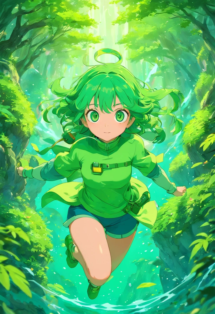 Uma grande gosma verde, transparente, em formato humano, gosma, with a tech utility belt inside, olhos brancos, olhos sem profundidade, gosma, slime, escorrendo para baixo