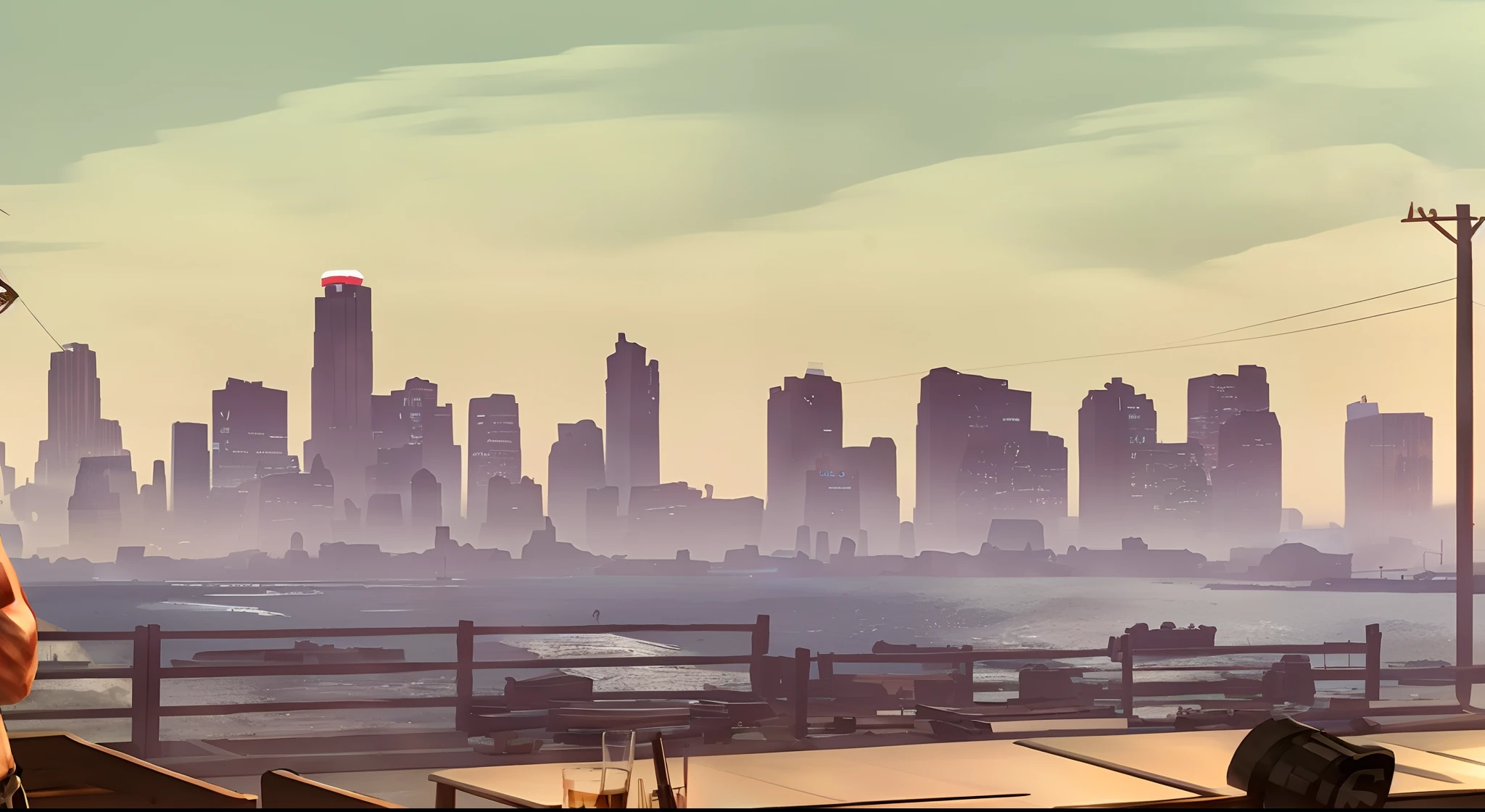 Make a discord banner with GTA V inspired characters and a city in the background like one from gta v