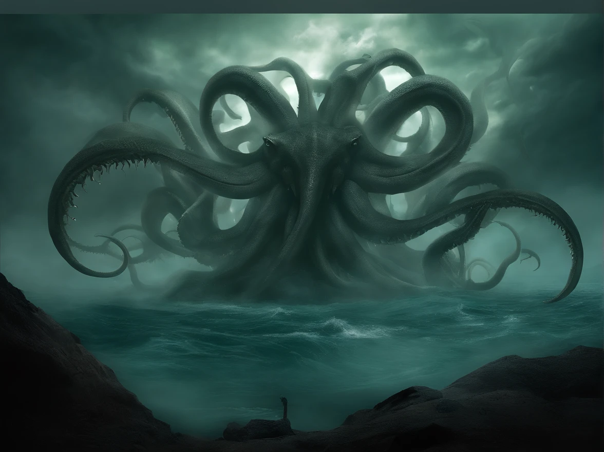 La mejor calidad de imagen, Obra maestra, Super High Resolution, BREAK Imagina el horror incomprensible, El dios exterior de los mitos, Cthulhu, that defies description and understanding. Its shape is a writhing mass of tentacles and antennae.., constantemente cambiante y ondulante en una danza grotesca. BREAK His many eyes are cold and numb;;;;, como si mirara el mundo desde el punto de vista de otra persona. La criatura se eleva por encima de todo a su paso, Eclipsing mountains and cities, How he walks through space. ROMPER Su piel es suave y viscosa, with strange runes, Grabado en la superficie, that pulsates with the energy of Eldritch. El aire mismo alrededor del dios exterior brilla con poder, is distorted by its mere presence. BREAK Hace un sonido, que no suena como un rugido, No es exactamente un grito, but something more sinister and disturbing. Es una criatura, This is beyond the comprehension of mortals., A creature of the void, that defies all attempts at rationalization or understanding. The image of this outer god is a testament to the dark and terrifying depths of human imagination...