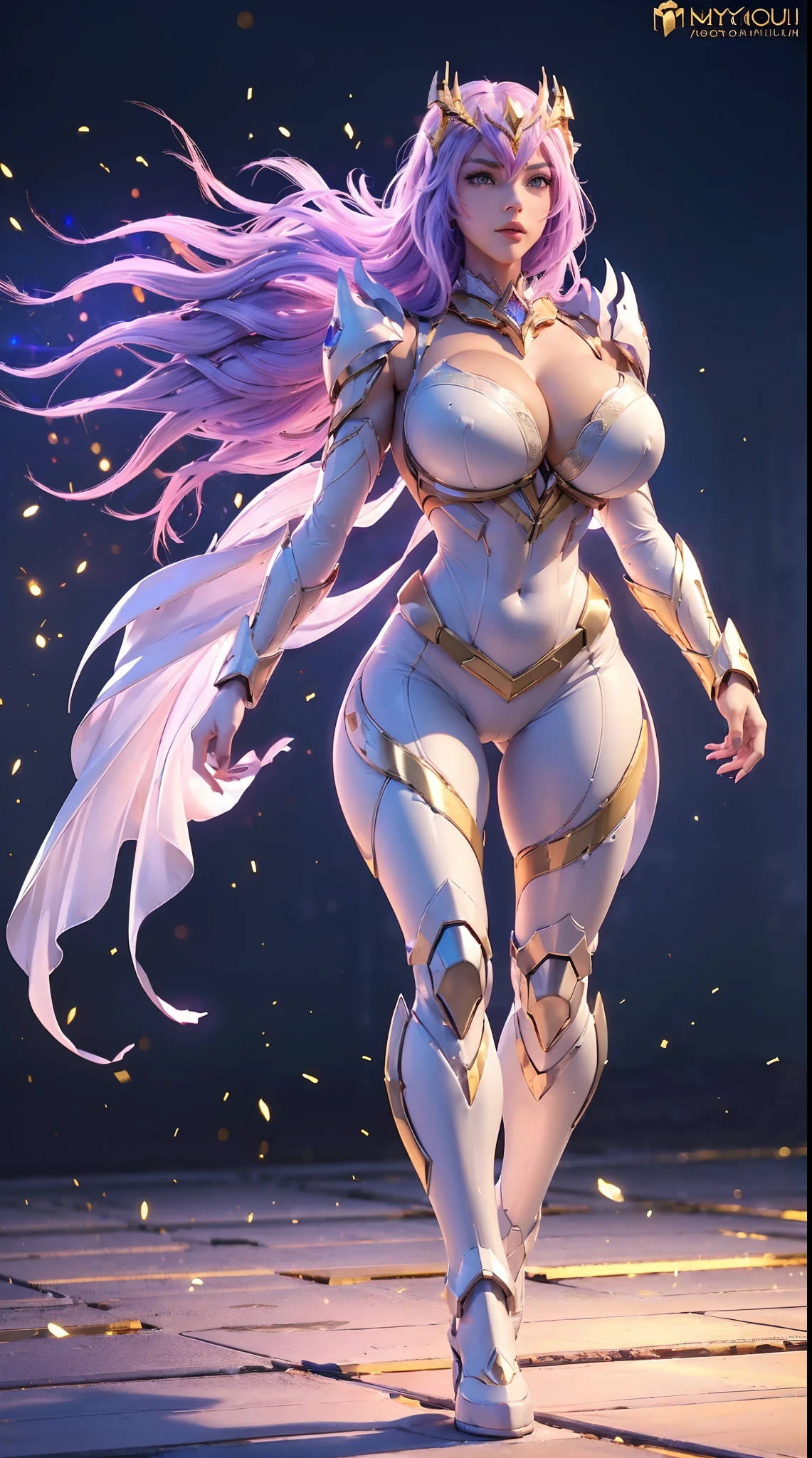 (1GIRL, SOLO:1.7), (DRAGON QUEEN HELM), (HUGE FAKE BOOBS:1.2), (WHITE, GOLD, PURPLE), (EMPTY CITY BACKGROUND), (FUTURISTIC PHOENIX MECHA BODYSUIT, CLEAVAGE, ROYAL CAPE:1.3), (SKINTIGHT YOGA PANTS, HIGH HEELS:1.2), (BUSTY BODY, MUSCLE ABS, FULL BODY VIEW:1.4), (LOOKING AT VIEWER), (WALKING DOWN:1.3), ULTRA HIGHT DETAIL, 8K, 1080P.