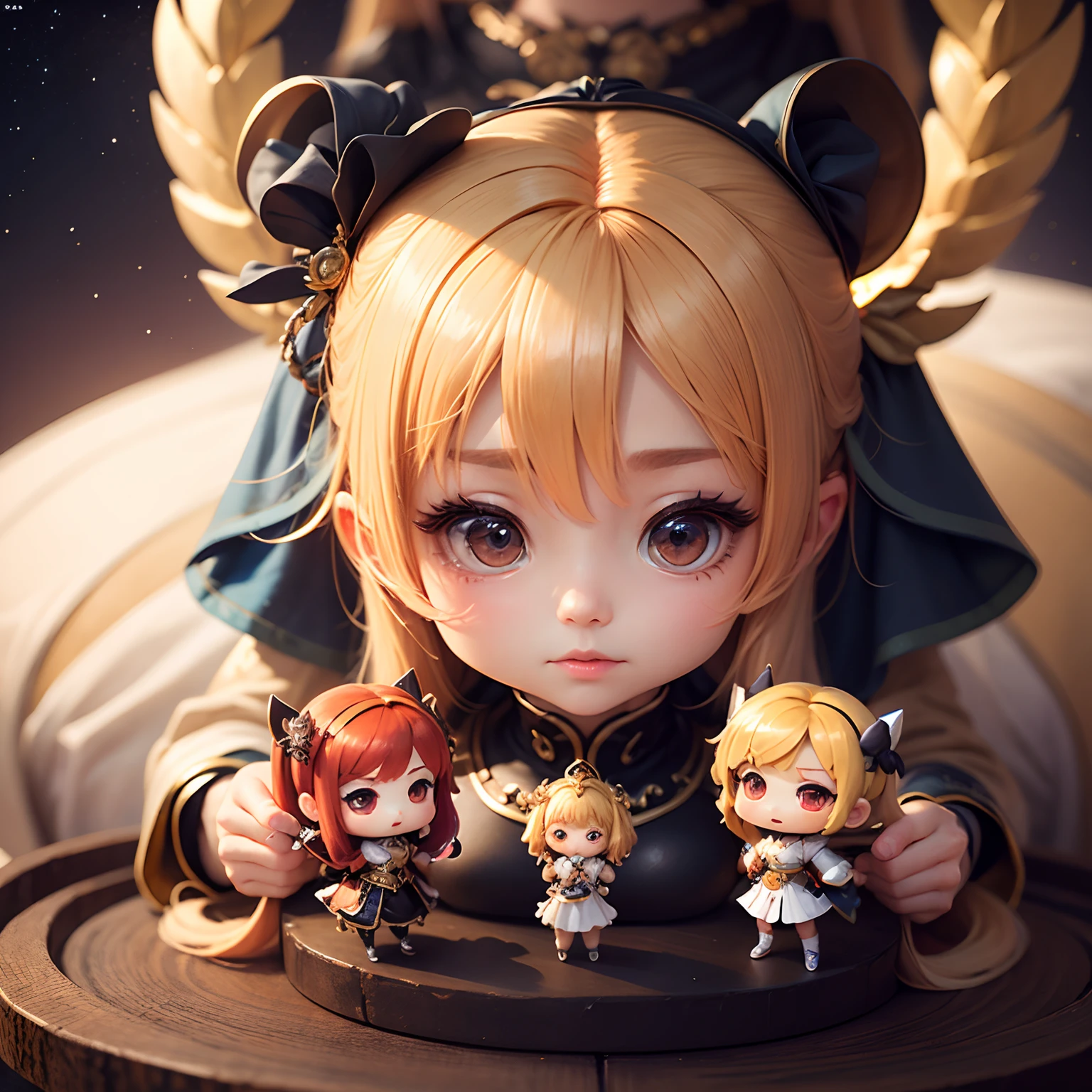 ​masterpiece、top-quality、ultra-detailliert、(Chibi Chara Goddess:1.2)、１Artemis himself、１Venus of the Man、intergalactic、Shining stars