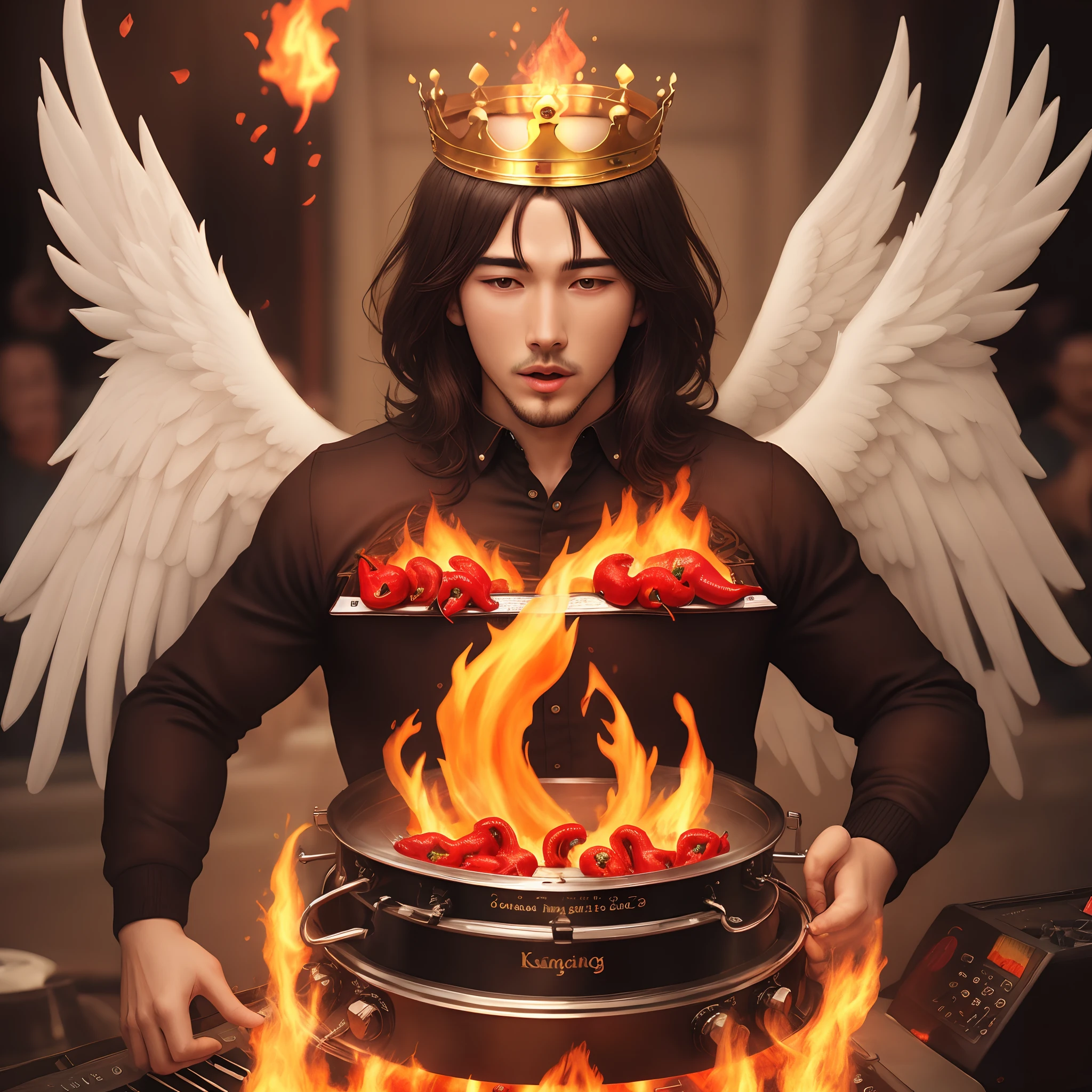 Red fire hot king pepper Holy angel men
music symbol