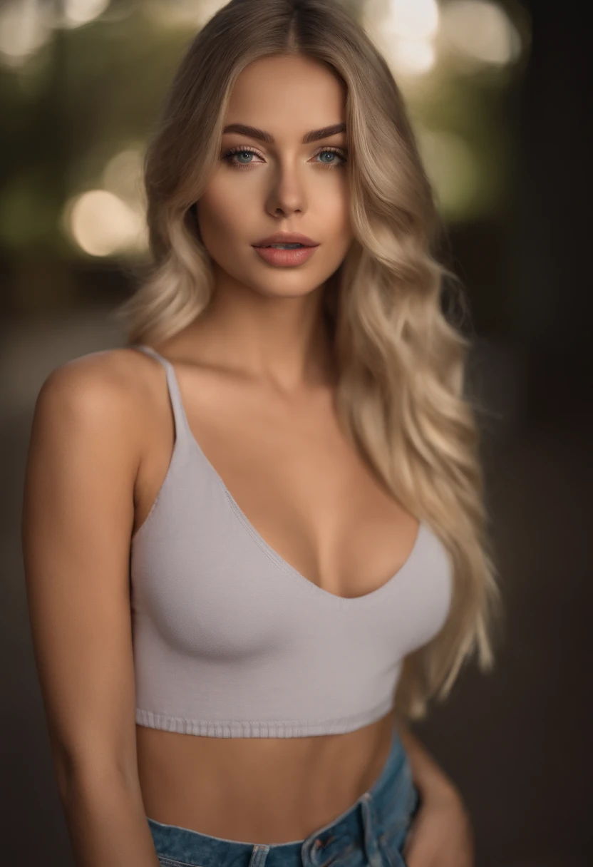 Woman with matching tank top and panties, Sexy girl with blue eyes, portrait sophie mudd, portrait corinna kopf, blonde hair and large eyes, Selfie einer jungen Frau, Augen im club Violet Myers, ohne Make-up, Natural makeup, Blick direkt in die Kamera, Gesicht mit Artgram, dezentes Make-up, Stunning full body shot, im Schlafzimmer, Spaltung