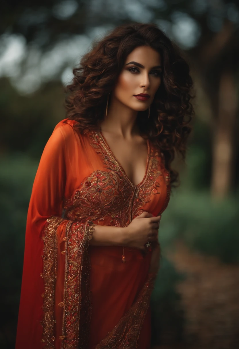 Mulher morena do cabelo cacheado morena bonita