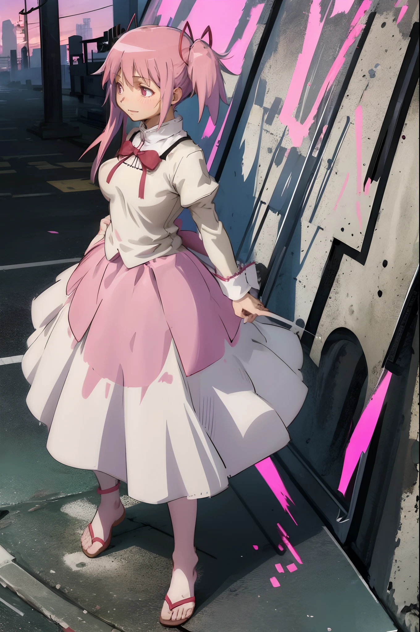 , (masterpiece:1.2), (best quality:1.15), extremely detailed,1girl, detailed,1girl, solo, madoka, long hair, pantyhose,, long dress, priestess, whitecloths, long skirt, pink robe, , standing, full body, medium breast, mature woman, tallgirl, standing,smile,, pink eyes madoka, tutu, long skirt, pink dress,big breast, curvy