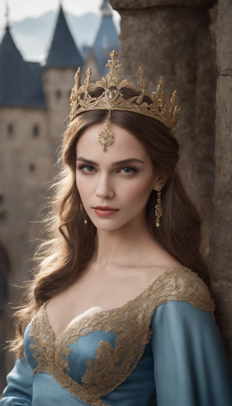 Mujer con una tiara de hielo en la cabeza y una capa de invierno azul marino con detalles dorados, Broche de copo de nieve. Cabello largo y negro. Reina de invierno, Princesa Elfa, Retrato de una reina elfa, Reina elfa, Princesa Invierno, Una reina elfa, Artgerm en ArtStation Pixiv, Hermosa y elegante reina elfa, cuerpo completo. De pie en la nieve frente a un gran castillo helado. Personaje RPG. era medieval. Mujer elfa. Elfo pelirrojo. ojos azules. Elfo del bosque. Elfo guerrero del bosque. Arquero elfo. Arquero medieval. Tiro con arco. Organic Amadura. Armadura verde musgo. soft illuminaotion. De pie en medio del bosque. Bosque denso. Setas bioluminiscentes. Fantastic setting. daylight. luz solar. Reflections of warm colors. Paleta verde azul e amarelo. RPG character design. Modelo IG | Artgerm, :: RossDrew, obra de arte no estilo de guweiz, Artgerm extremadamente detallado. cuerpo completo, Antecedentes detallados de un castillo, hiper detallado, cara detallada, foto sincera POV, por lee jeffries, Nikon D850, Stock photographic film ,4 Kodak Portra 400, camera lens f1.6, colores ricos, hiperrealista, textura realista, dramatic illumination, CineStill 800 (8k, foto RAW, mejor calidad, obra-prima: 1.2), Ultra detallado, (Piel altamente detallada: 1.2), 8k UHD, DSLR, soft illuminaotion, Alta calidad.Modelo IG | Artgerm, :: RossDrew, obra de arte no estilo de guweiz, Artgerm extremadamente detallado. cuerpo completo, Antecedentes detallados de un castillo, hiper detallado, cara detallada, foto sincera POV, por lee jeffries, Nikon D850, Stock photographic film ,4 Kodak Portra 400, camera lens f1.6, colores ricos, hiperrealista, textura realista, dramatic illumination, CineStill 800