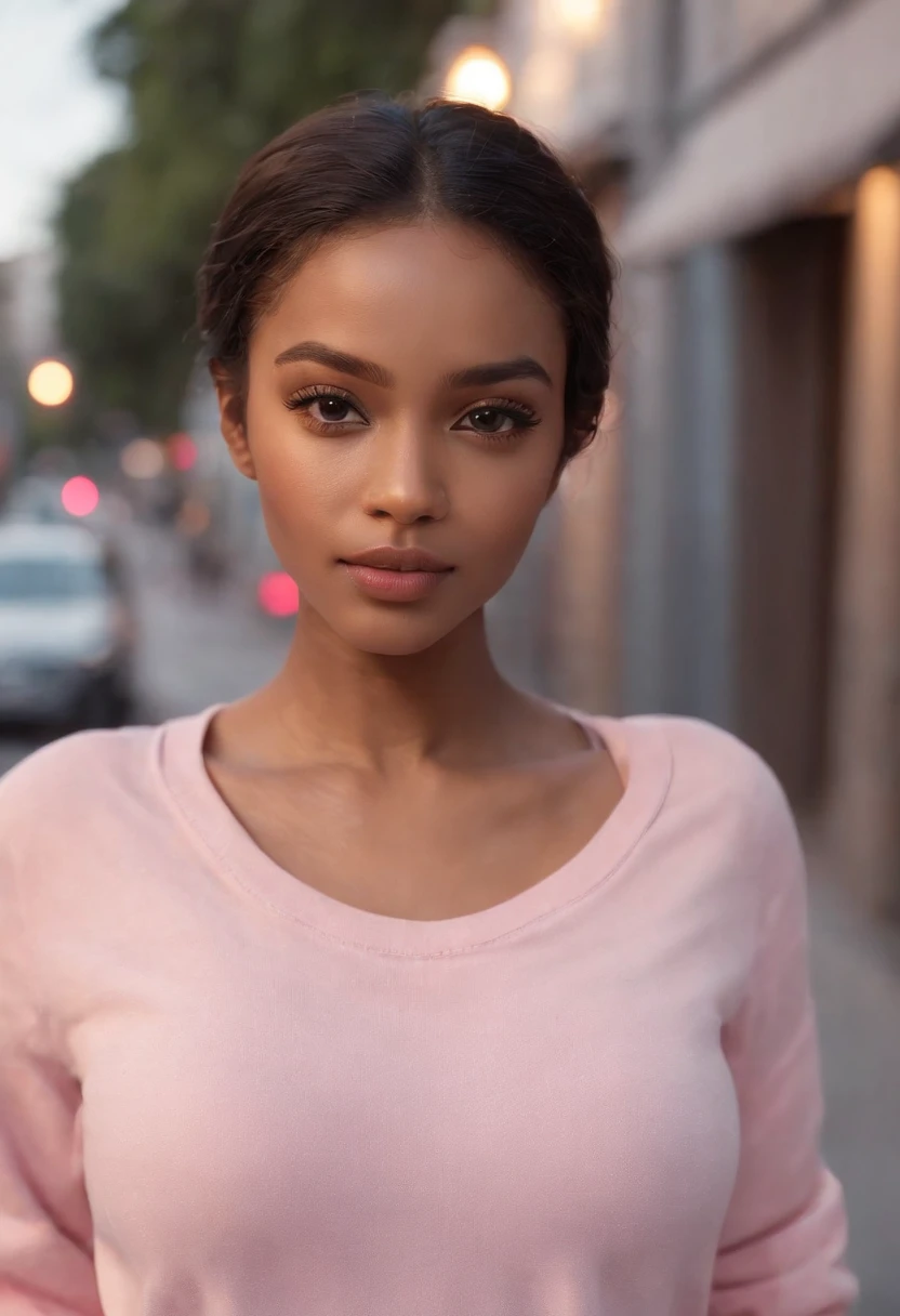 ultra realistic photo, full body, best quality, masterpiece, black woman nude inspired by Barbie, black skin sex, beautiful face ebony, wearing jeans: 0.91 and black sweatshirt sexy, realistic smooth skin sexy, ultra realistic skin sexy, pastel neon, night, dynamic lighting sensual, on a street in Rio de Janeiro, (dynamic pose:1.10), (good composition:1.10), (subtle lighting:1.10), (Awarded:1.10), ((breathtaking:1.10:1.35)) , ( πrim-work :1.10), (highly detailed skin:1.2), (filmic grain:0.04), particle effects, __Camera capture_Models/sigma__, NEWS TYPE, speed lines, (perfect handsome young face:1.10) , (Pink :1.10)