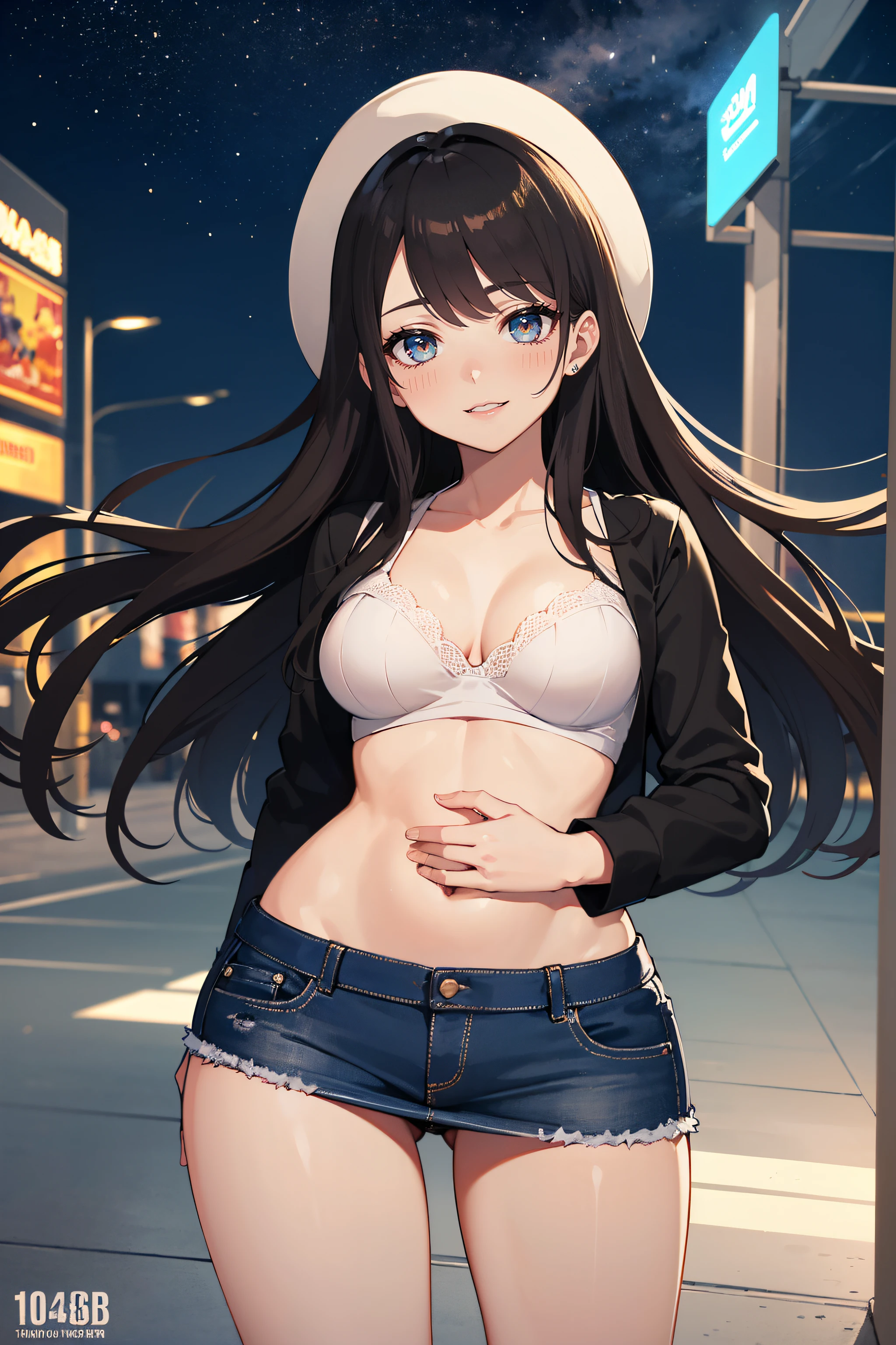 ((Currently, a cute and beautiful woman is changing her underwear)), ((22-year-old beauty)), ((embarrassed smile)), ((luscious long hair)), ((miniskirt)), (( Gradient Eyes)), ((Background is a city night view)), Attractive Makeup, Scenery, NFSW, UHD, Retina, Masterpiece, Accurate, Anatomical, Scientifically Correct, Textured Skin, Super Detail, High Detailed, High Quality, Award Winning, Top Quality, High Definition, 1080P, HD, 4K, 8k, 16k