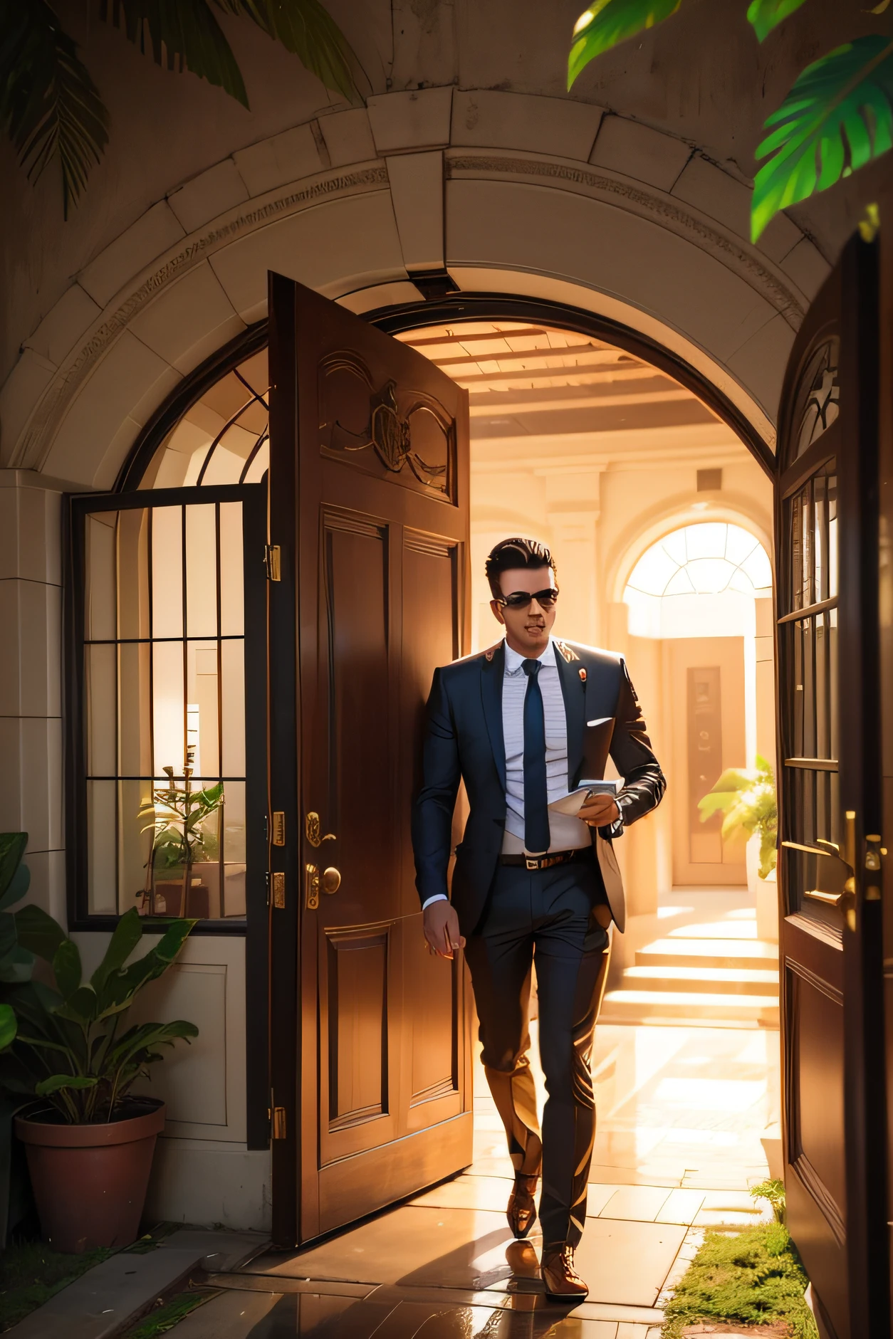 A successful man at the entrance to his paradise