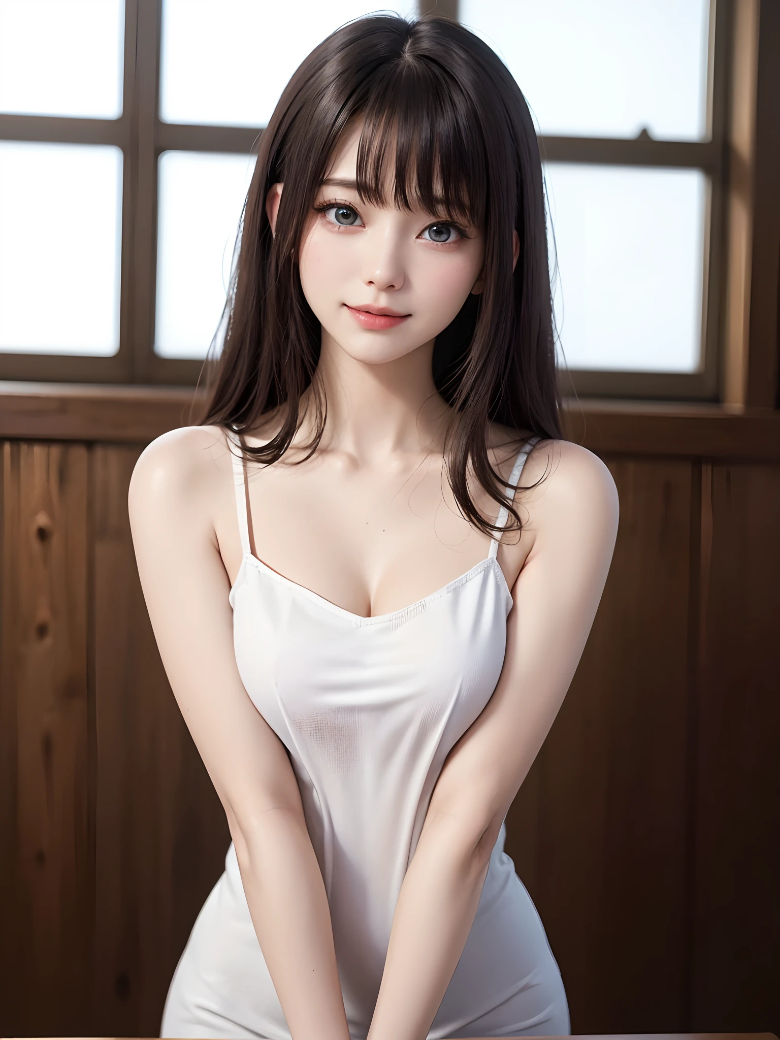 ((masutepiece)), (Best Quality), (Detailed), (1girl in), (Internal Data Stream) ,(A very beautiful woman with a very cute smile),(Very beautiful face symmetrical),(A woman full of adult charm who is too beautiful),(Add intense highlights to the eyes),Beautiful shiny gradient hair, Light blue eyes,very shiny beautiful hair with straight bangs,,,,,,, Wearing a modern white shirt and black dress, Covered with data particles,Look firmly at the camera