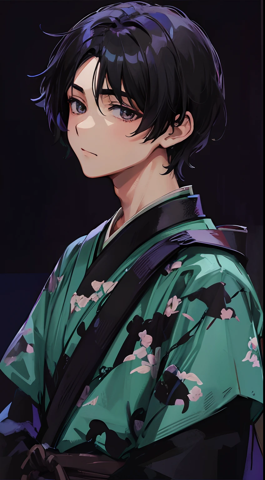 Japanese anime, beautiful boys, black hair,