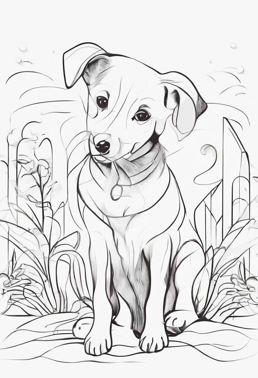 one dog, childrens illustration, Colorful and harmonic