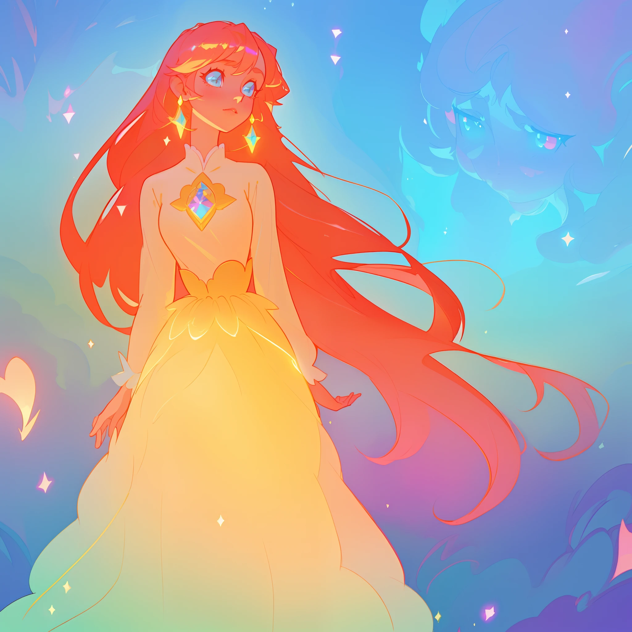 beautiful girl, puffy tiered ballgown with puffy long sleeves, vibrant pastel colors, (colorful), glowing golden long hair, magical lights, sparkling magical liquid, inspired by Glen Keane, inspired by Lois van Baarle, disney art style, by Lois van Baarle, glowing aura around her, by Glen Keane, jen bartel, glowing lights! digital painting, flowing glowing hair, glowing flowing hair, beautiful digital illustration, fantasia background, whimsical, magical, fantasy, ((beautiful face)), ((masterpiece, best quality)), intricate details, highly detailed, sharp focus, 8k resolution, sparkling detailed eyes, liquid watercolor