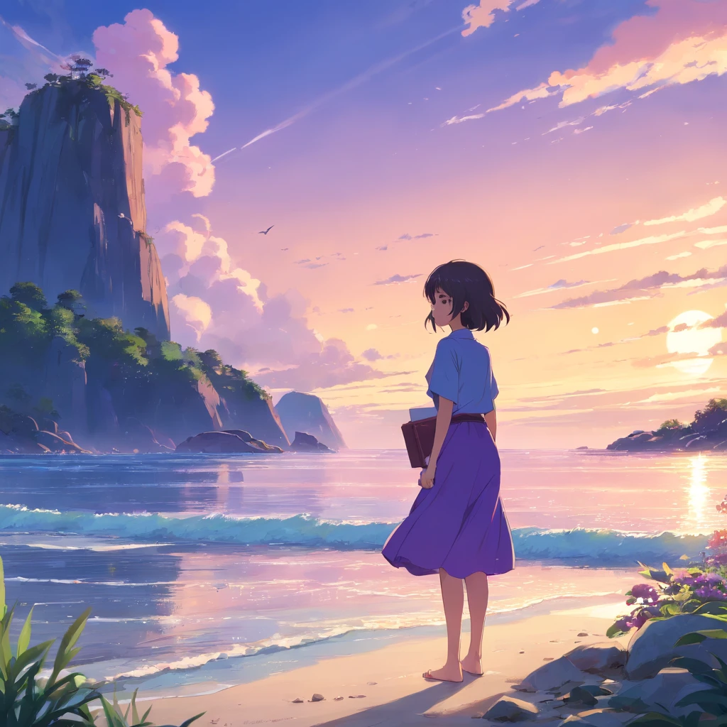 master part, best quality, bird, flor, Cloud, heaven, scenecy, dia, folha, ao ar livre, Sem humanos, blue skies, sem pessoas, scenecy, Landscape, Natureza, Rocha, brazi, mistborn, Lago da Rocha, blue skies, grama, flor, Open preview, animado, Beautiful, waterfalls, Streams, Lagos, Florestas, Paisagens, Beautiful purple sunset on the beach