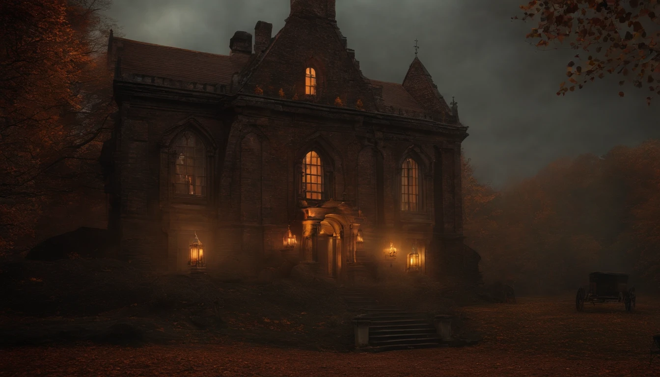 Fiesta Spooky con muchas brujas y fantasmas sobrevolando, Estilo de arte de pared, gothic style, estilo Dark, estilo Vintage, autumn season.