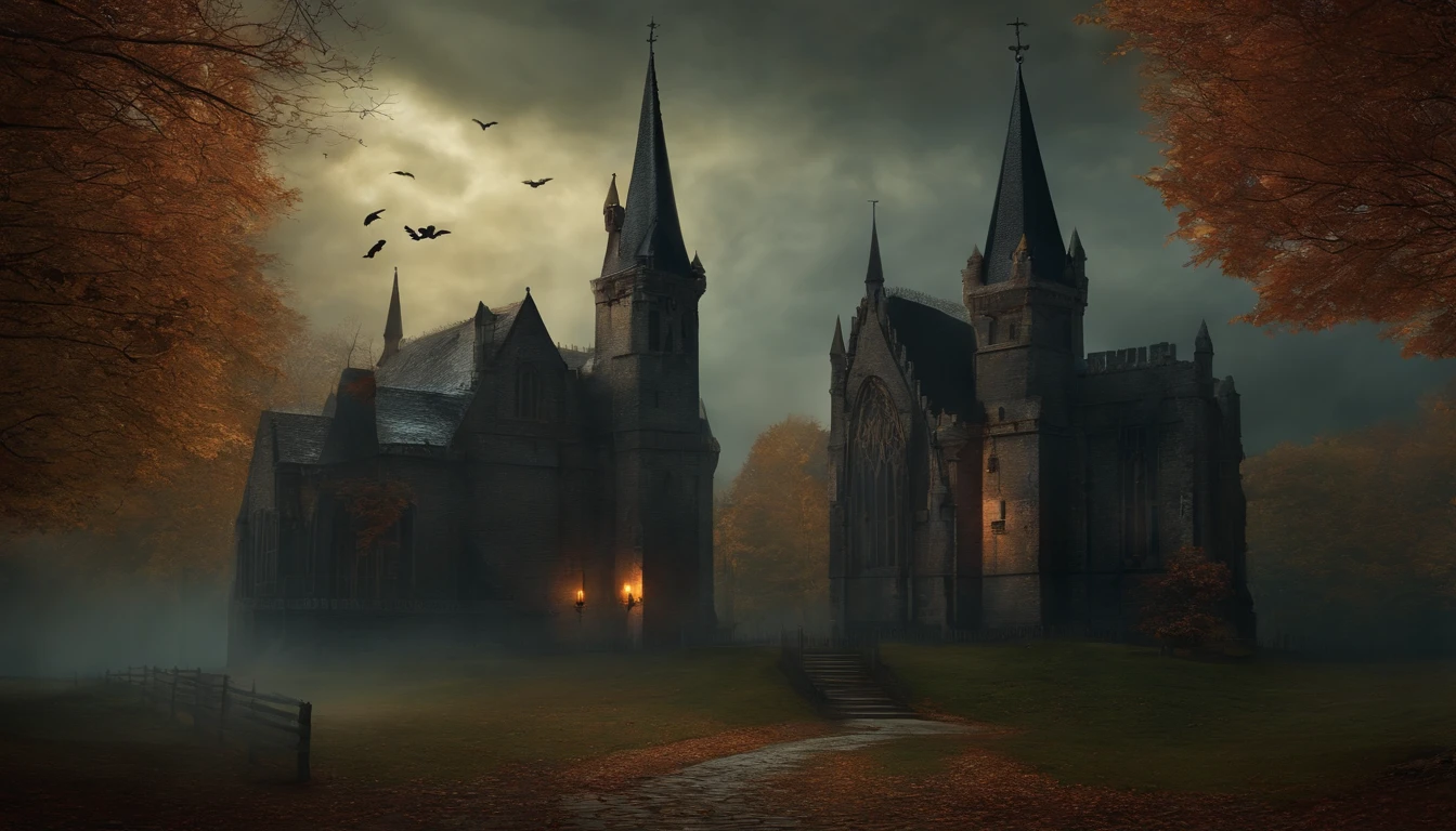 Spooky brujas y fantasmas, Estilo de arte de pared, gothic style, estilo Dark, estilo Vintage, autumn season.