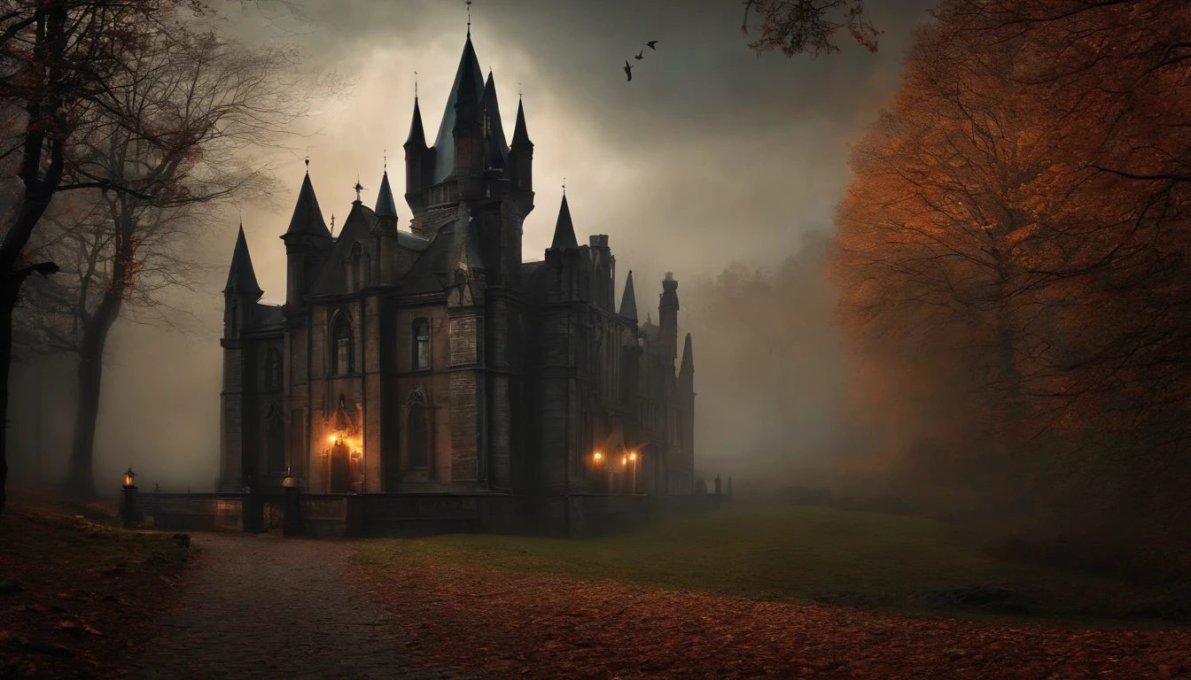 Spooky brujas y fantasmas, Estilo de arte de pared, gothic style, estilo Dark, estilo Vintage, autumn season.